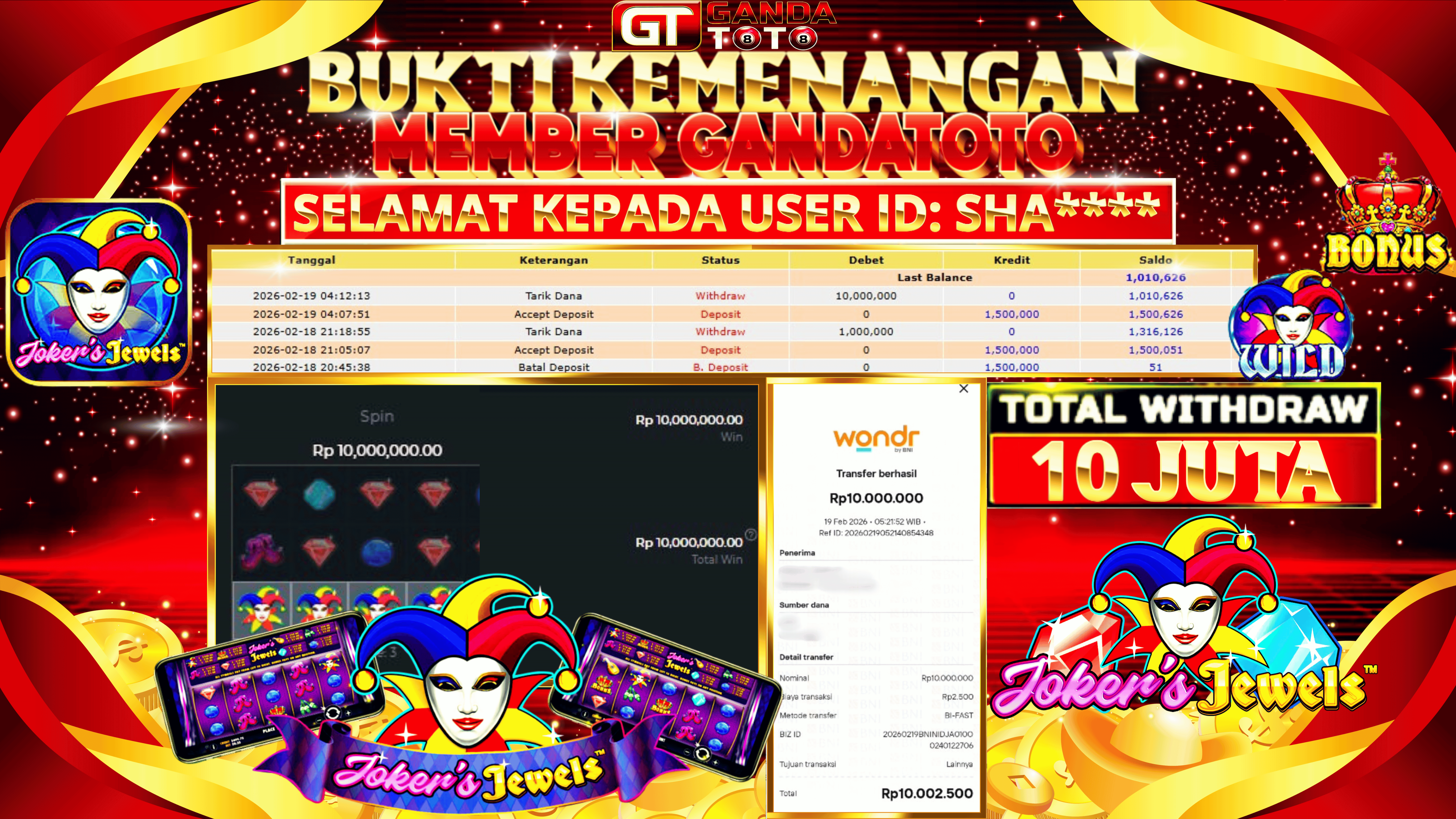 JACKPOT SLOT JOKERS JEWELS HINGGA 10 JUTA, 19 FEBRUARY 2026