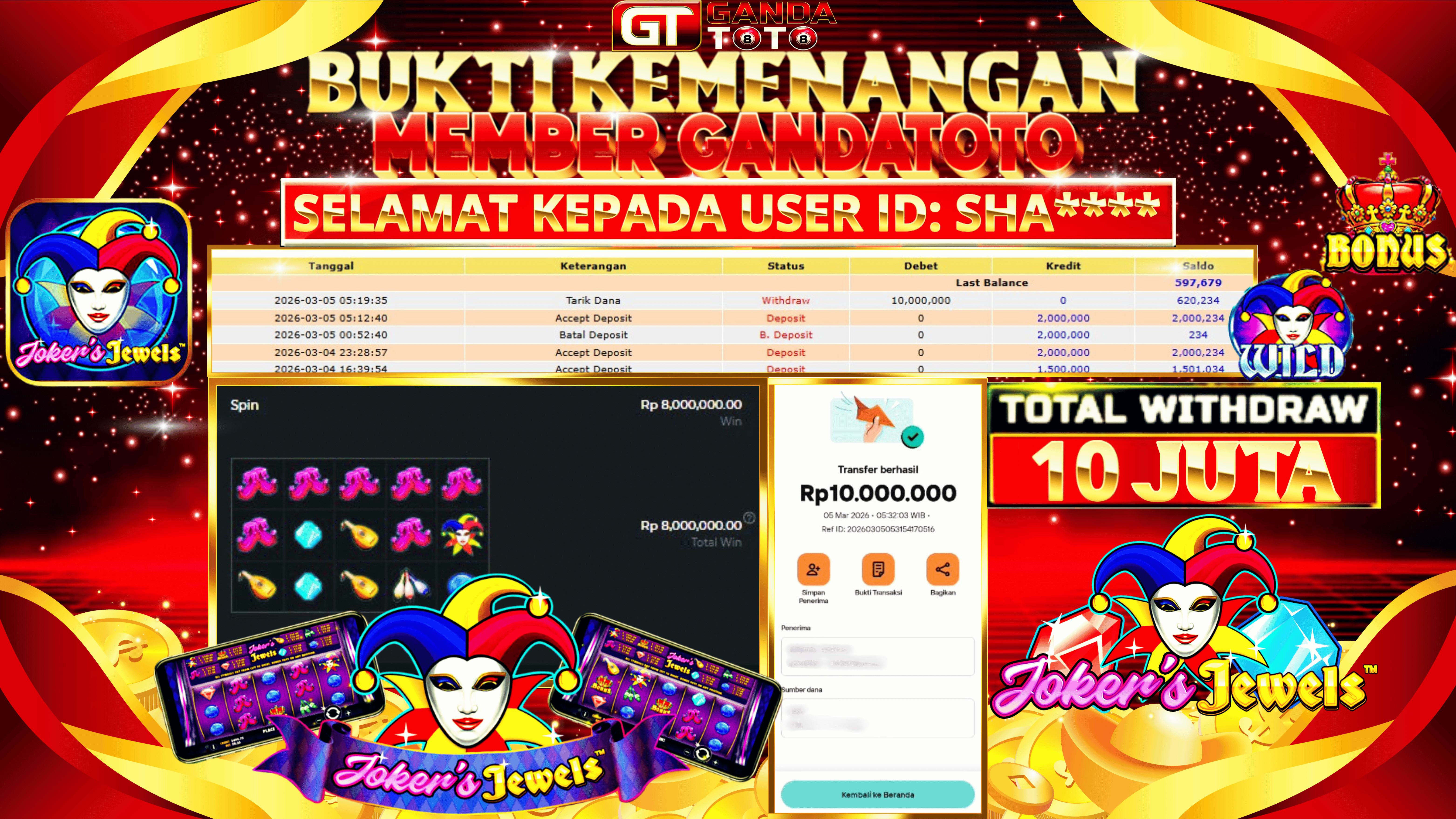 JACKPOT SLOT JOKERS JEWELS HINGGA 10 JUTA, 06 MARET 2026
