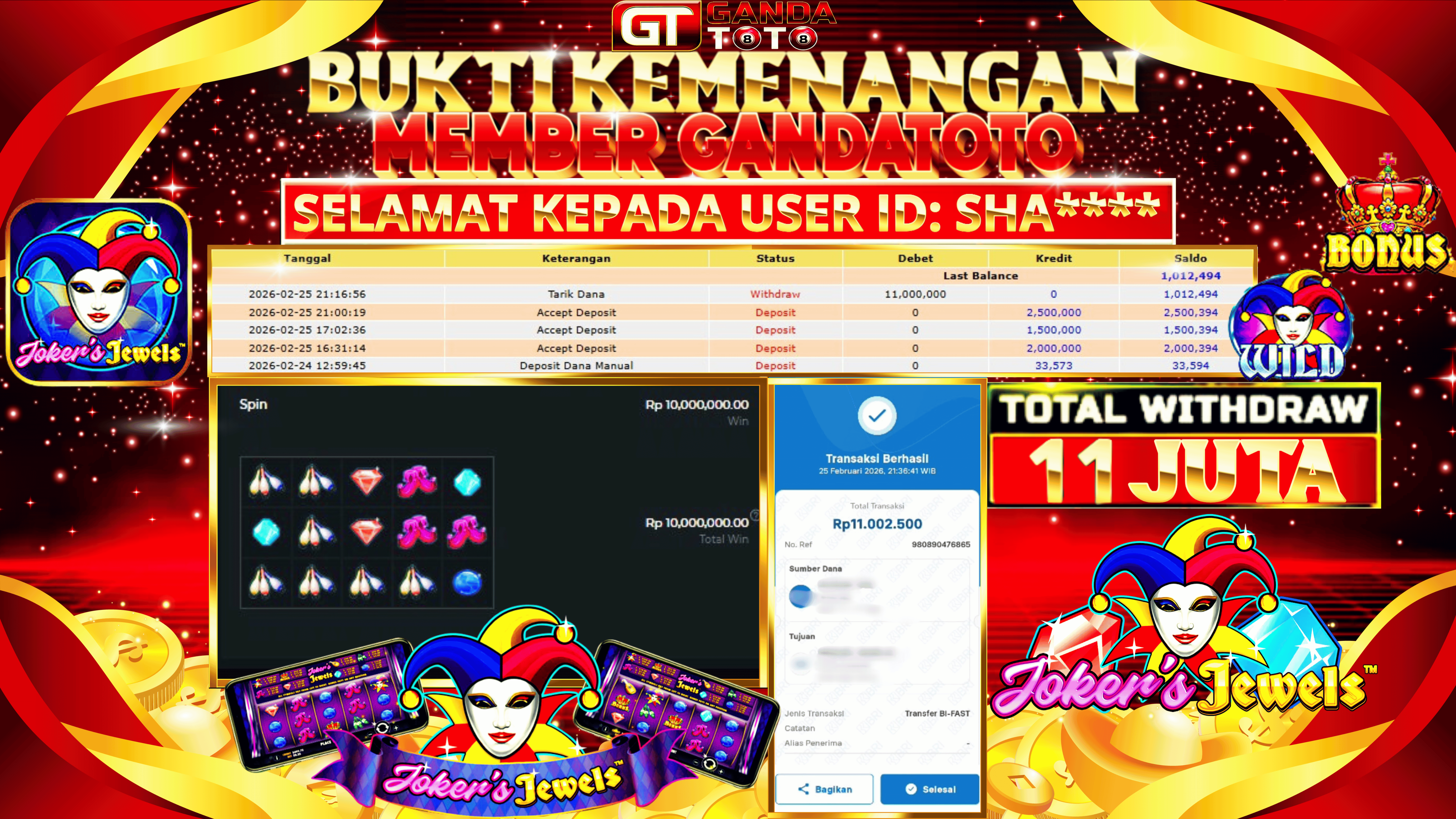 JACKPOT SLOT JOKERS JEWELS HINGGA 11 JUTA, 26 FEBRUARY 2026