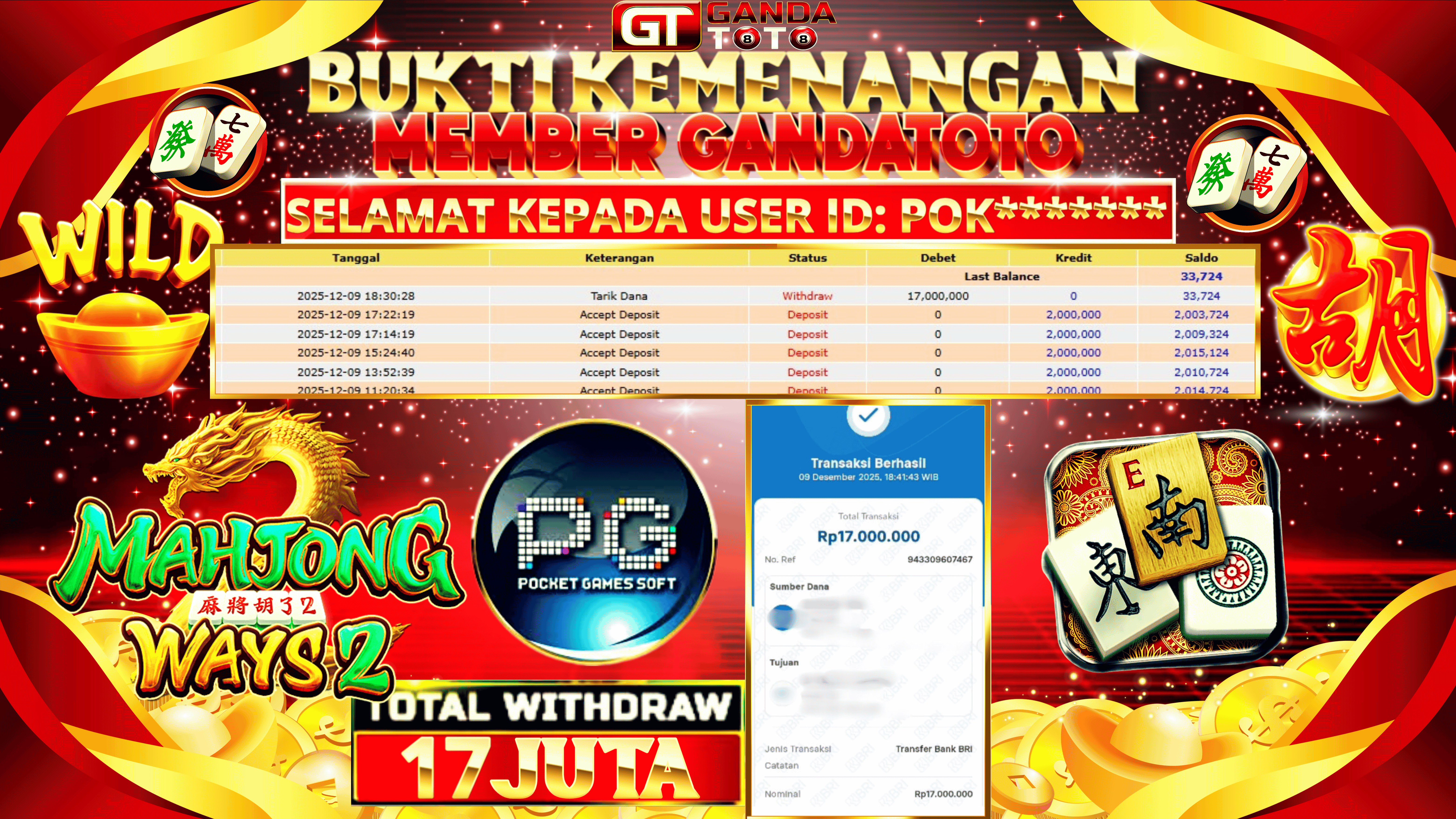 JACKPOT SLOT MAHJONG WINS2 HINGGA 17 JUTA, 10 DESEMBER 2025