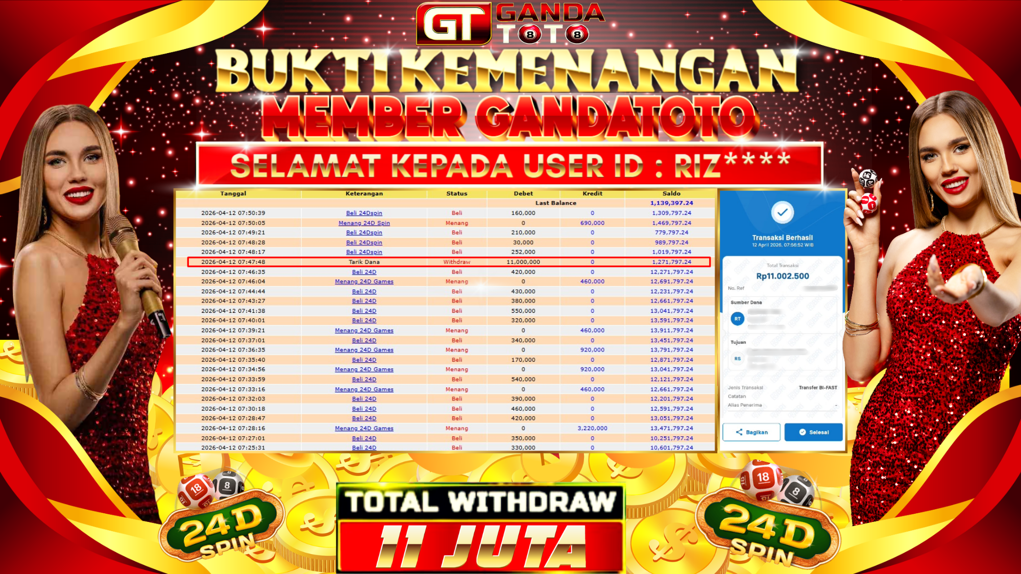JACKPOT GAME 24DSPIN HINGGA 11 JUTA, 12 APRIL 2026