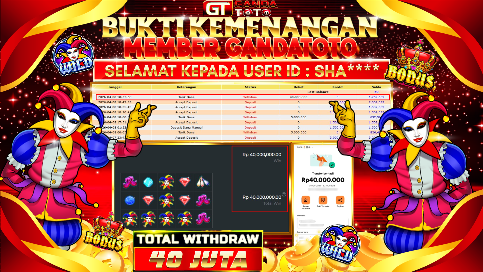 JACKPOT SLOT  JOKERS JEWELS HINGGA 40 JUTA, 08 APRIL 2026