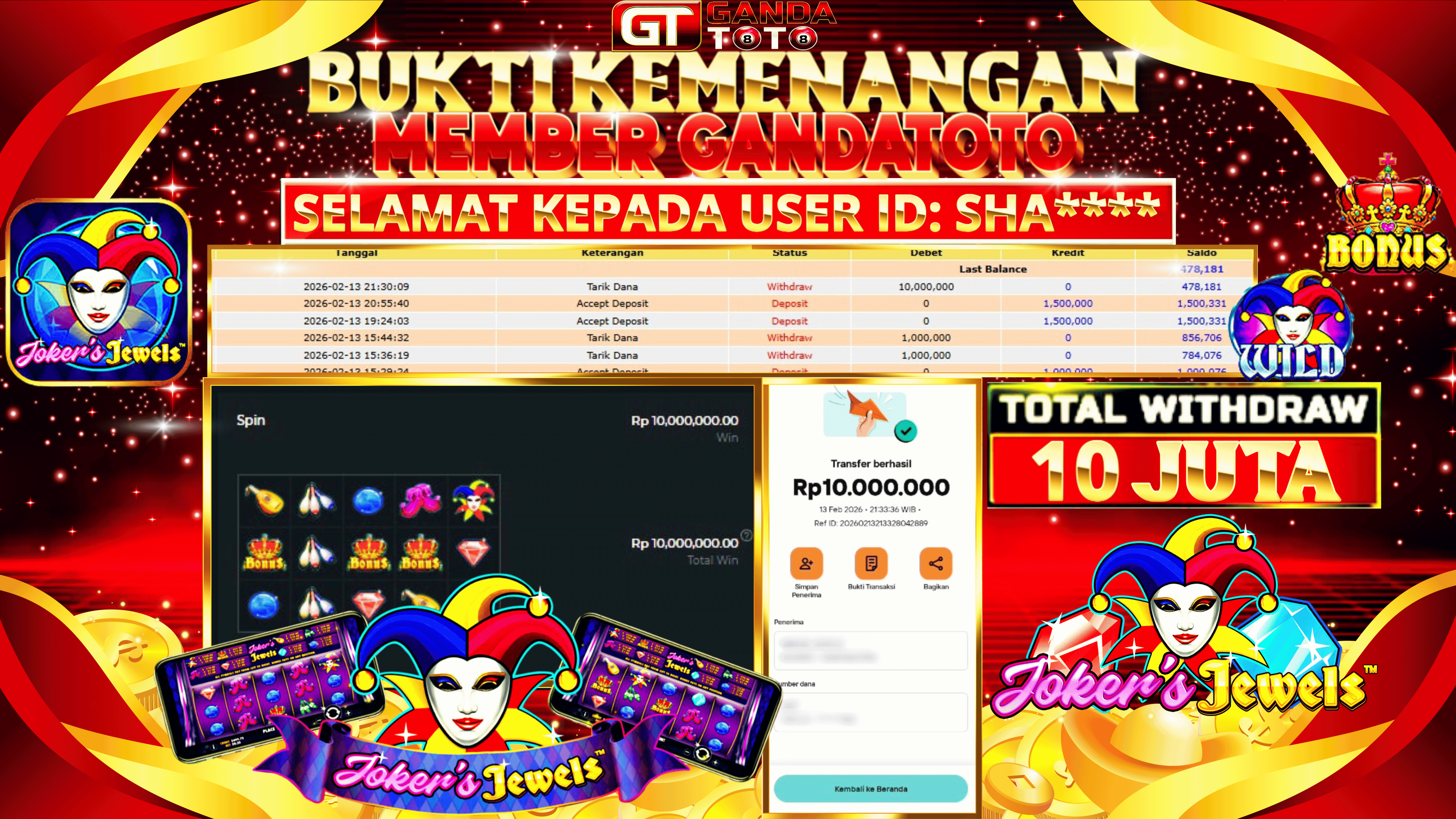 JACKPOT SLOT JOKERS JEWELS HINGGA 10 JUTA, 14 FEBRUARY 2026