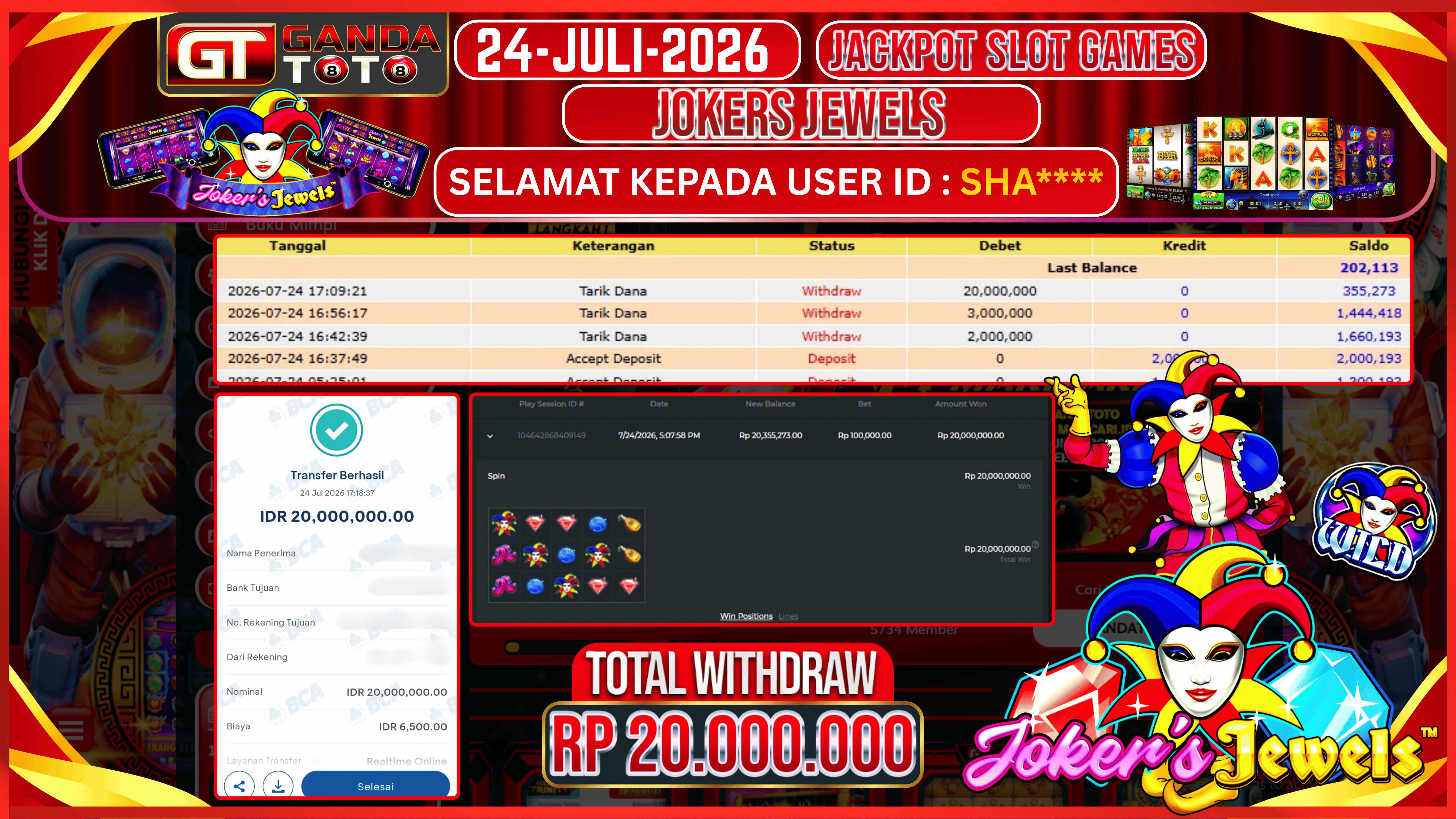 JACKPOT SLOT JOKER JEWELS HINGGA 20 JUTA, 24 JULI 2026