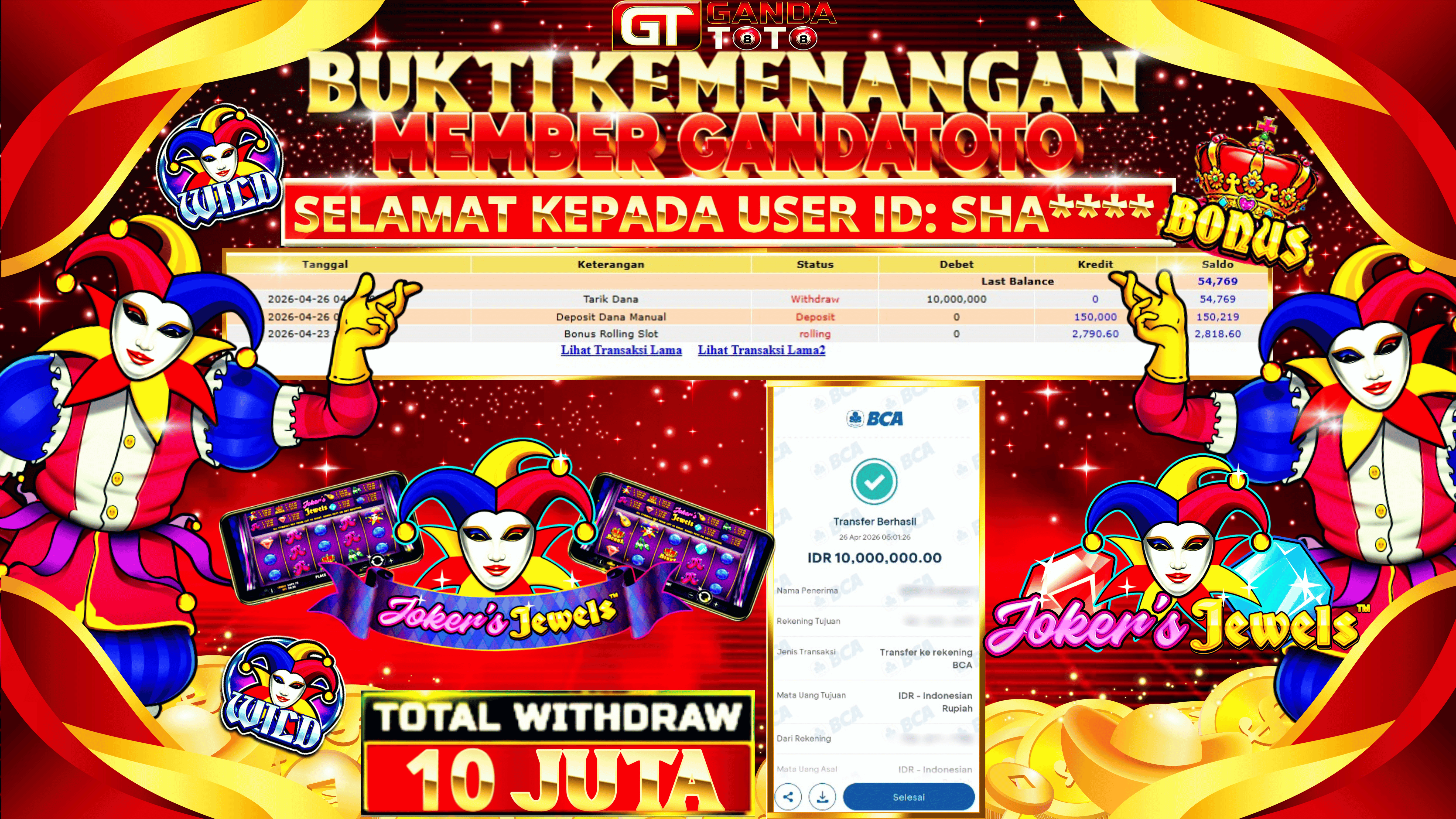 JACKPOT SLOT JOKER JEWELS HINGGA 10 JUTA, 26 APRIL 2026
