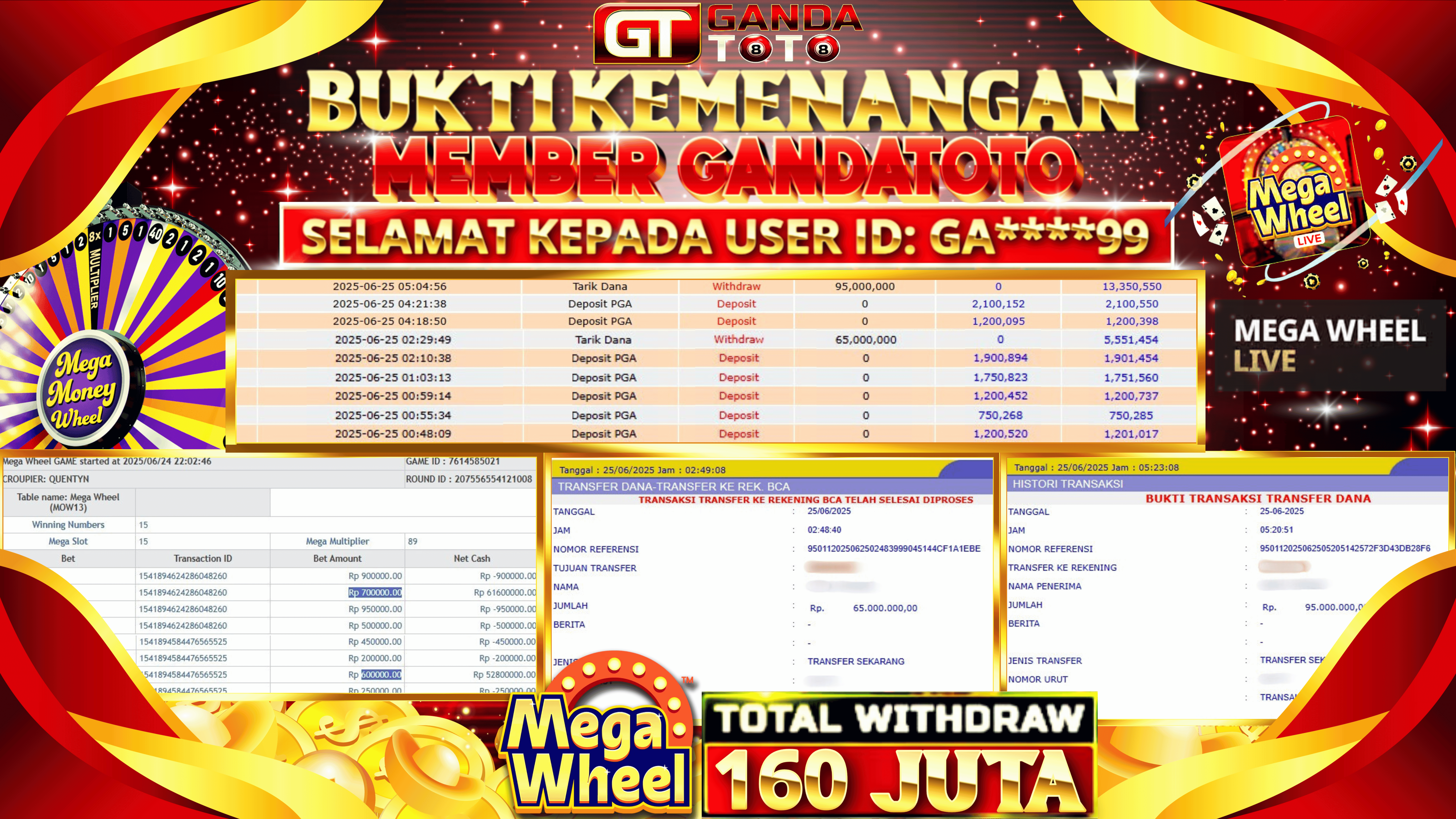 JACKPOT LIVE GAME MEGA WHEEL HINGGA 160 JUTA, 25 JUNI 2025