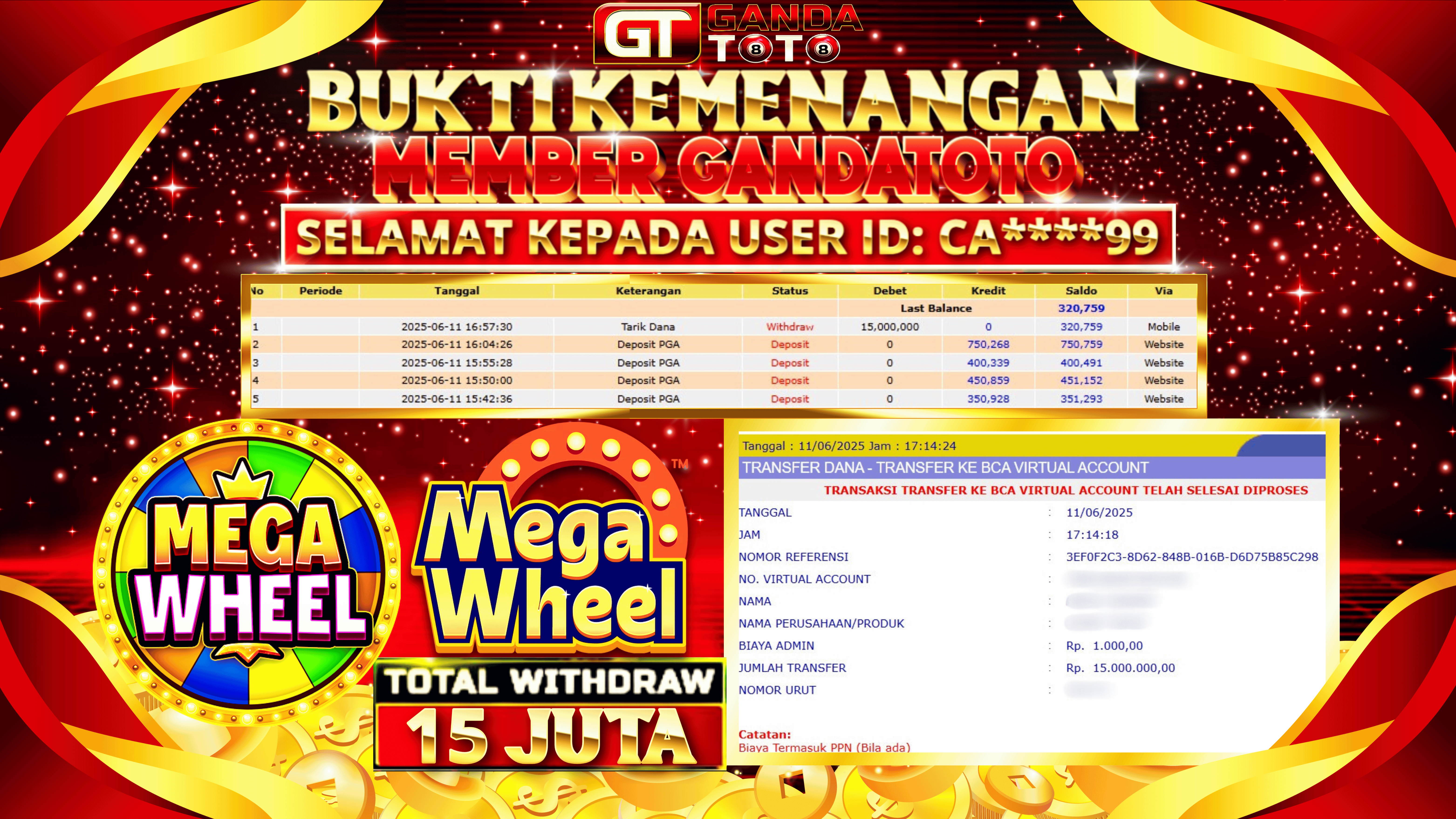 JACKPOT LIVE GAME MEGA WHEEL HINGGA 15 JUTA, 12 JUNI 2025
