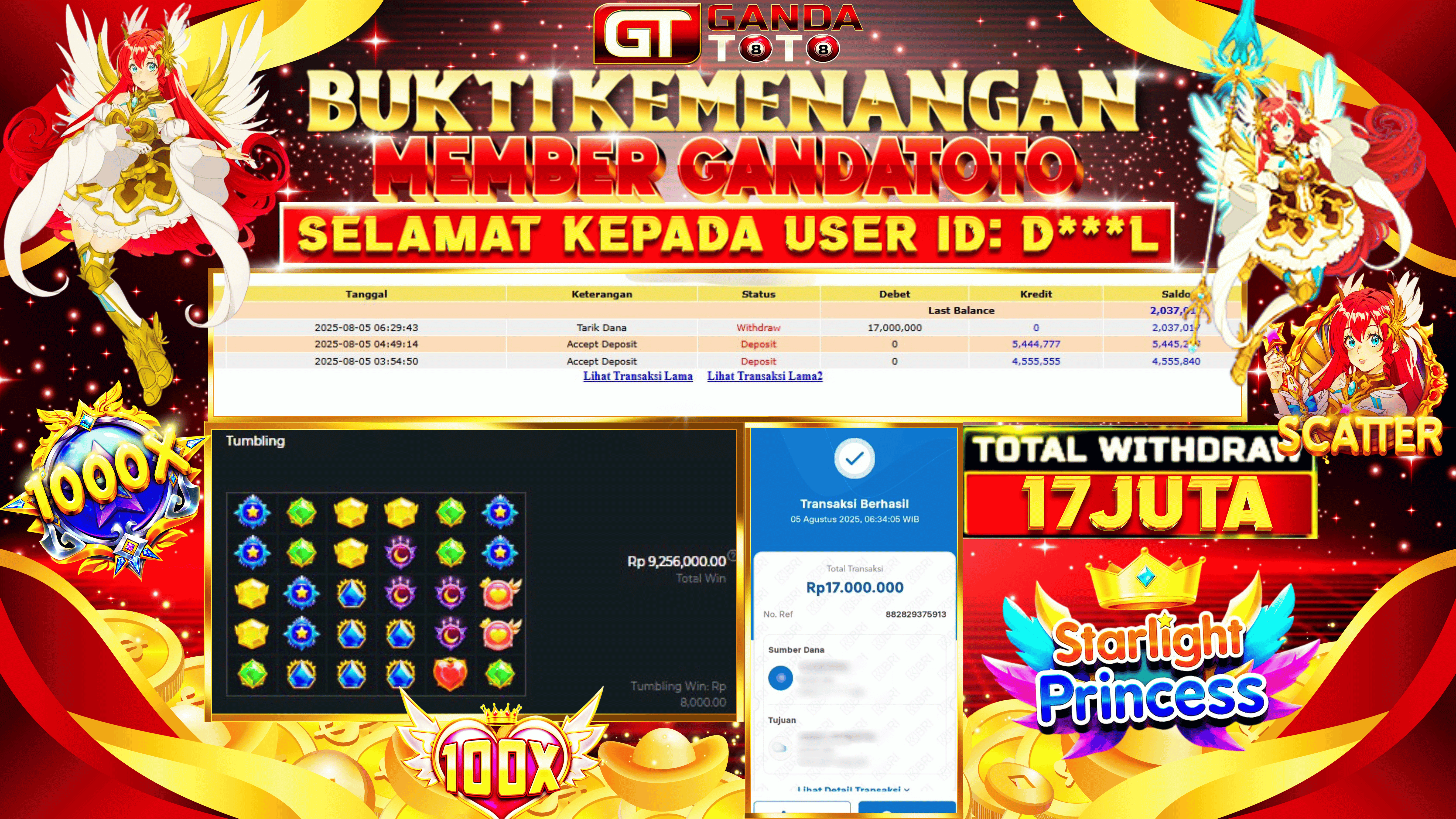 JACKPOT SLOT STARLIGHT PRINCES HINGGA 17 JUTA, 05 AGUSTUS 2025