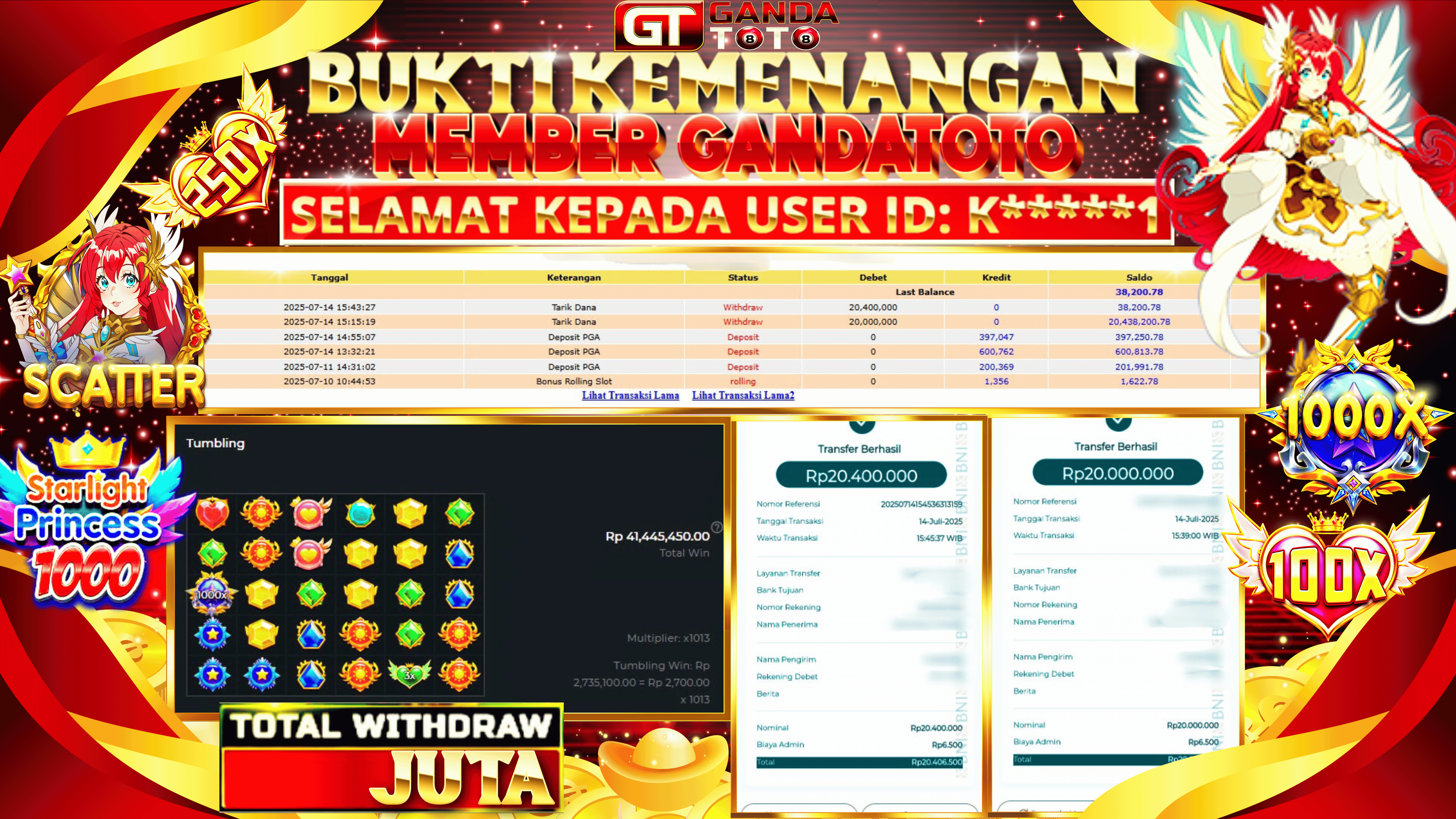 JACKPOT SLOT STARLIGHT PRINCES HINGGA 40.4 JUTA, 14 JULI 2025
