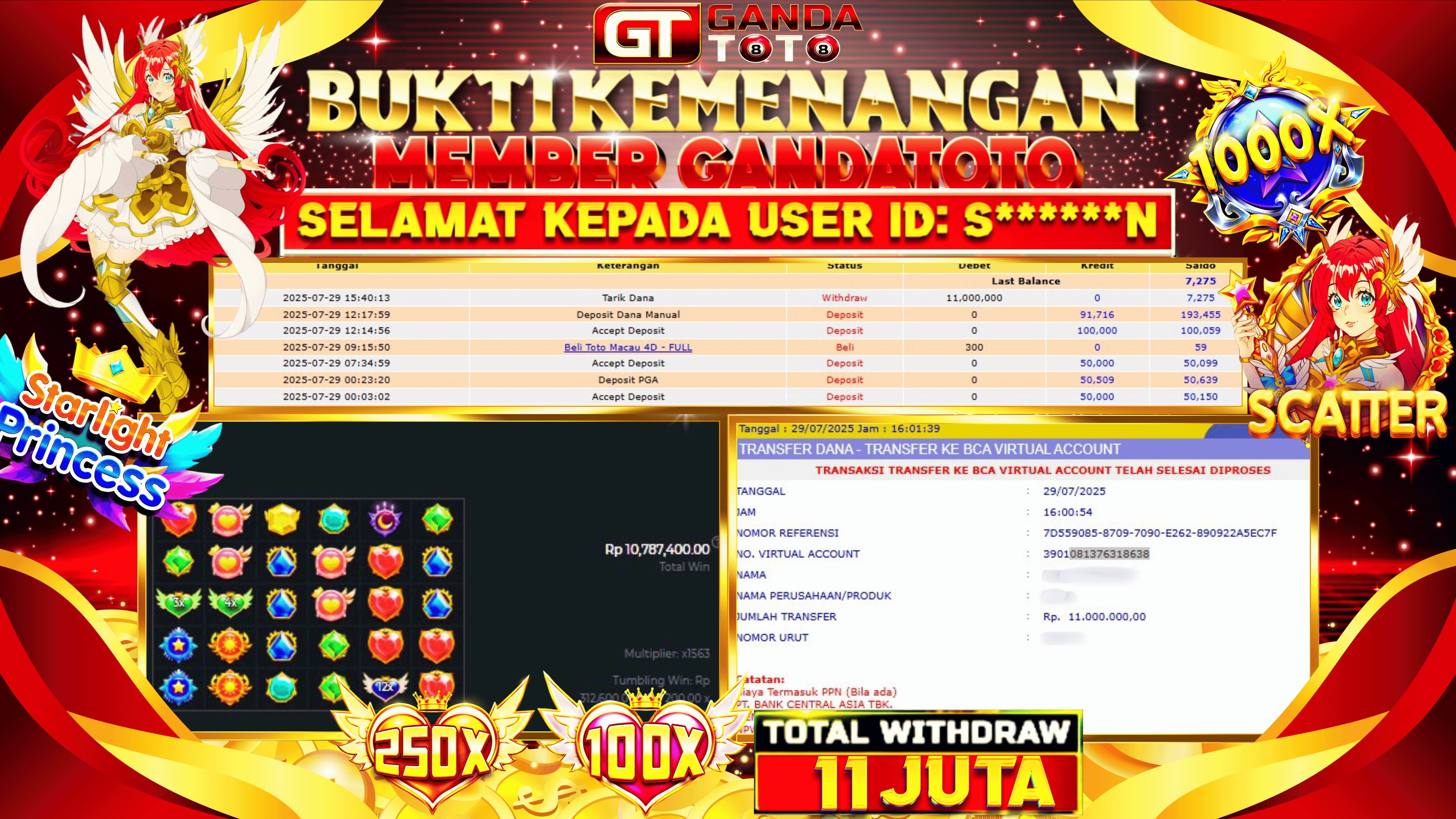 JACKPOT SLOT STARLIGHT PRINCES HINGGA 11 JUTA, 30 JULI 2025