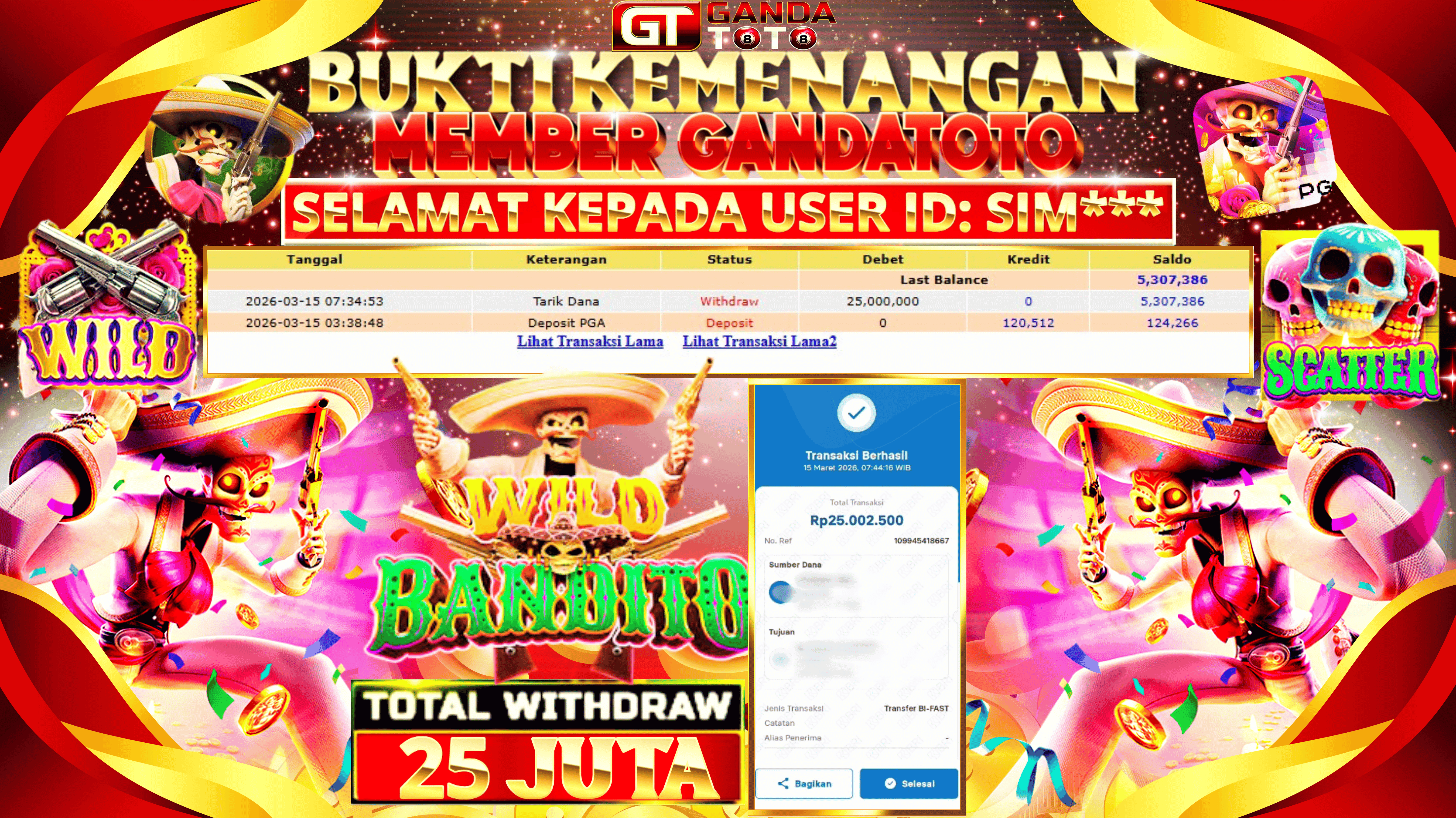 JACKPOT SLOT WILD BANDITO HINGGA 25 JUTA, 17 MARET 2026