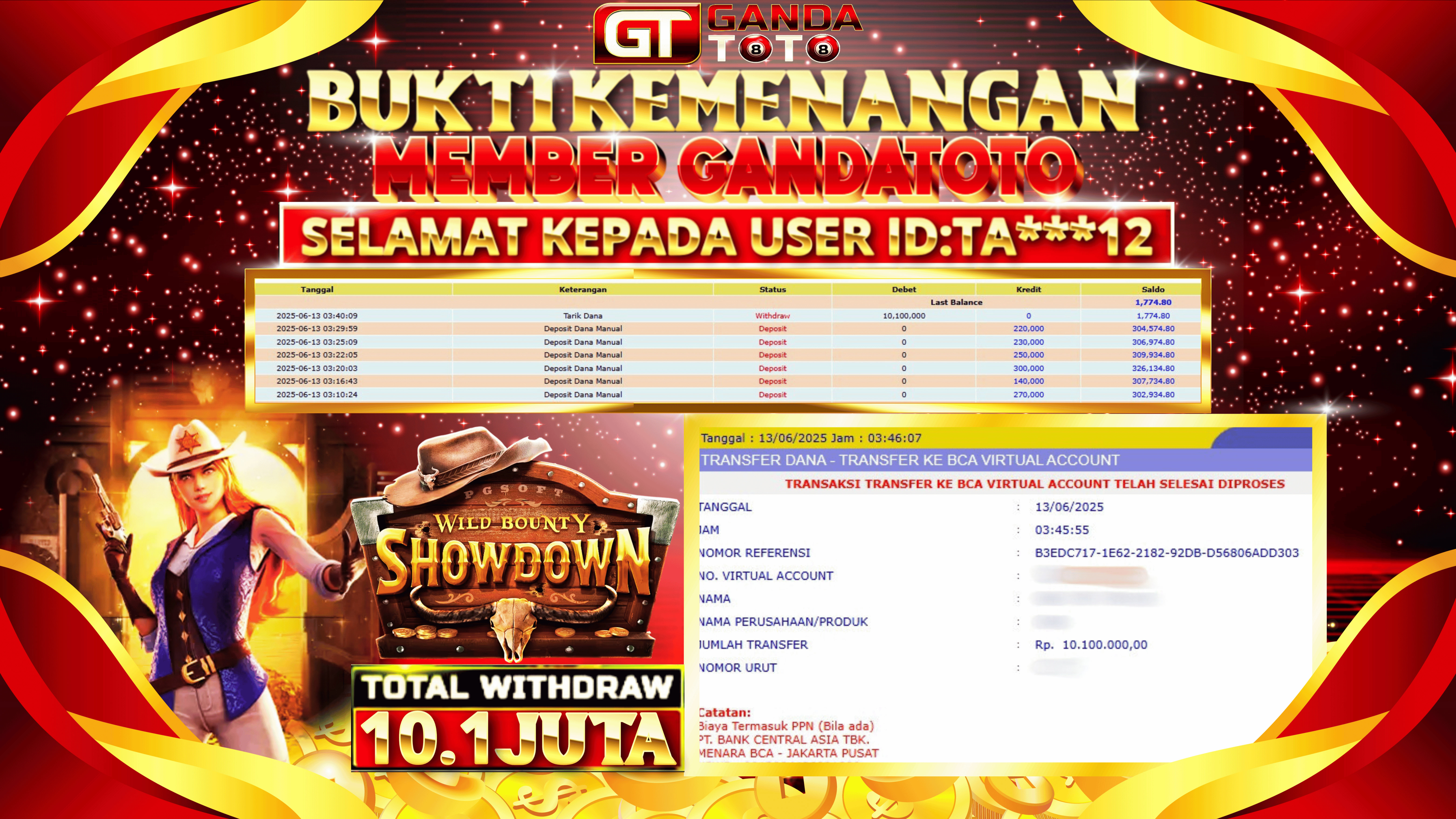 JACKPOT SLOT WILD BOUNTY SHOWDOWN HINGGA 10.1 JUTA, 13 JUNI 2025