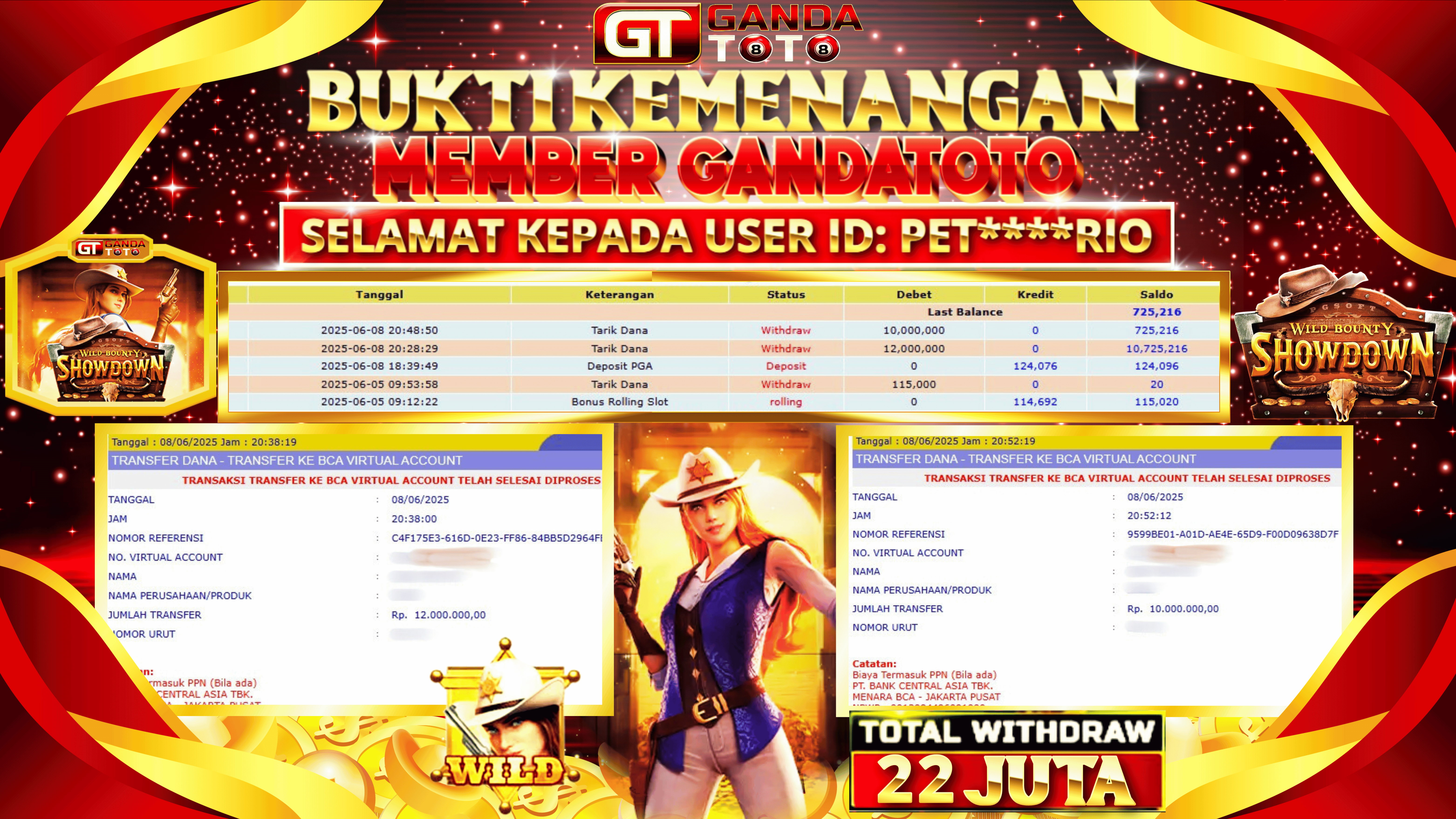 JACKPOT SLOT WILD BOUNTY SHOWDOWN HINGGA 22 JUTA, 09 JUNI 2025