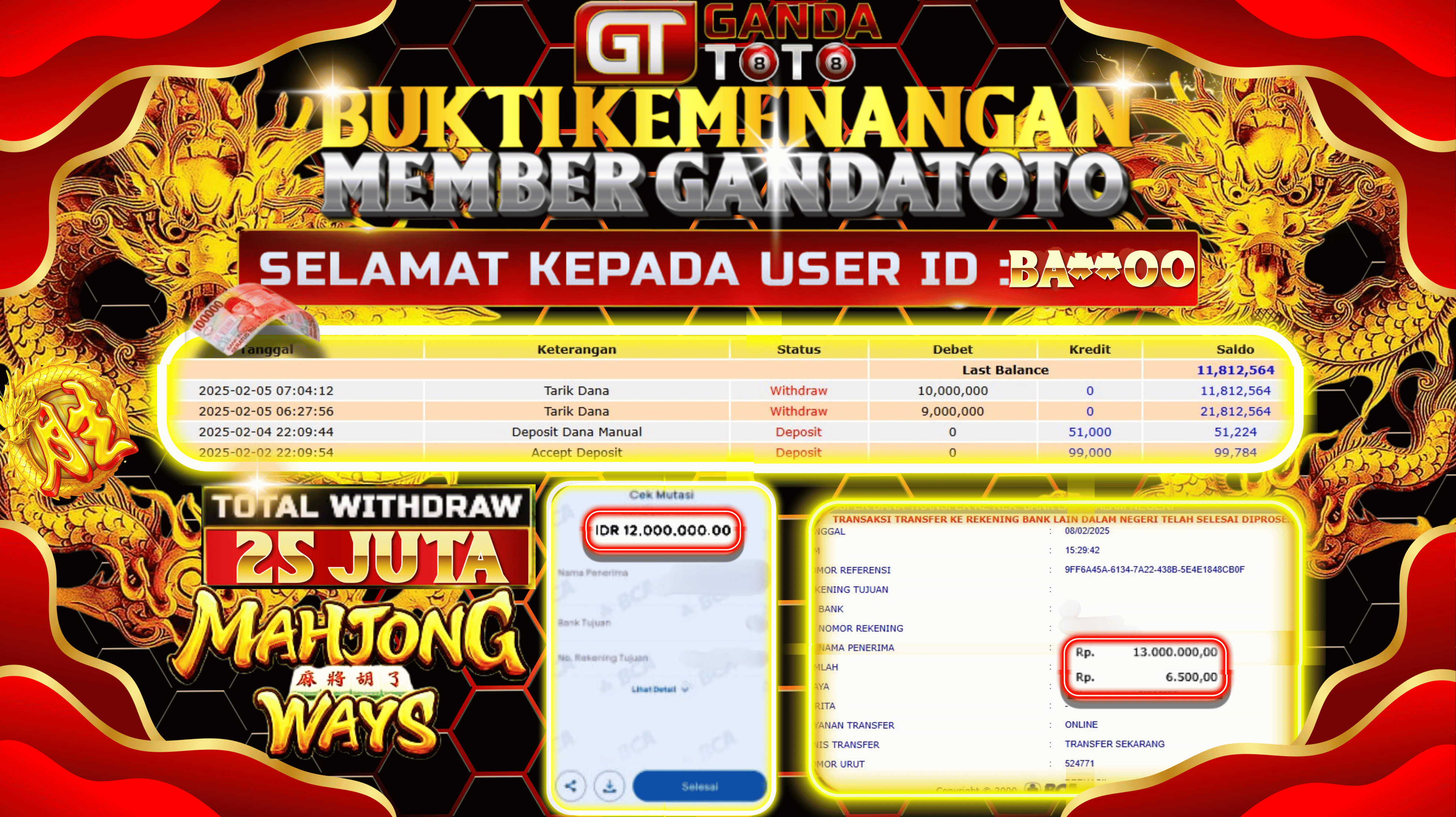 JACKPOT SLOT MAHJONG WAYS HINGGA 25 JUTA,  08 FEBRUARI 2025