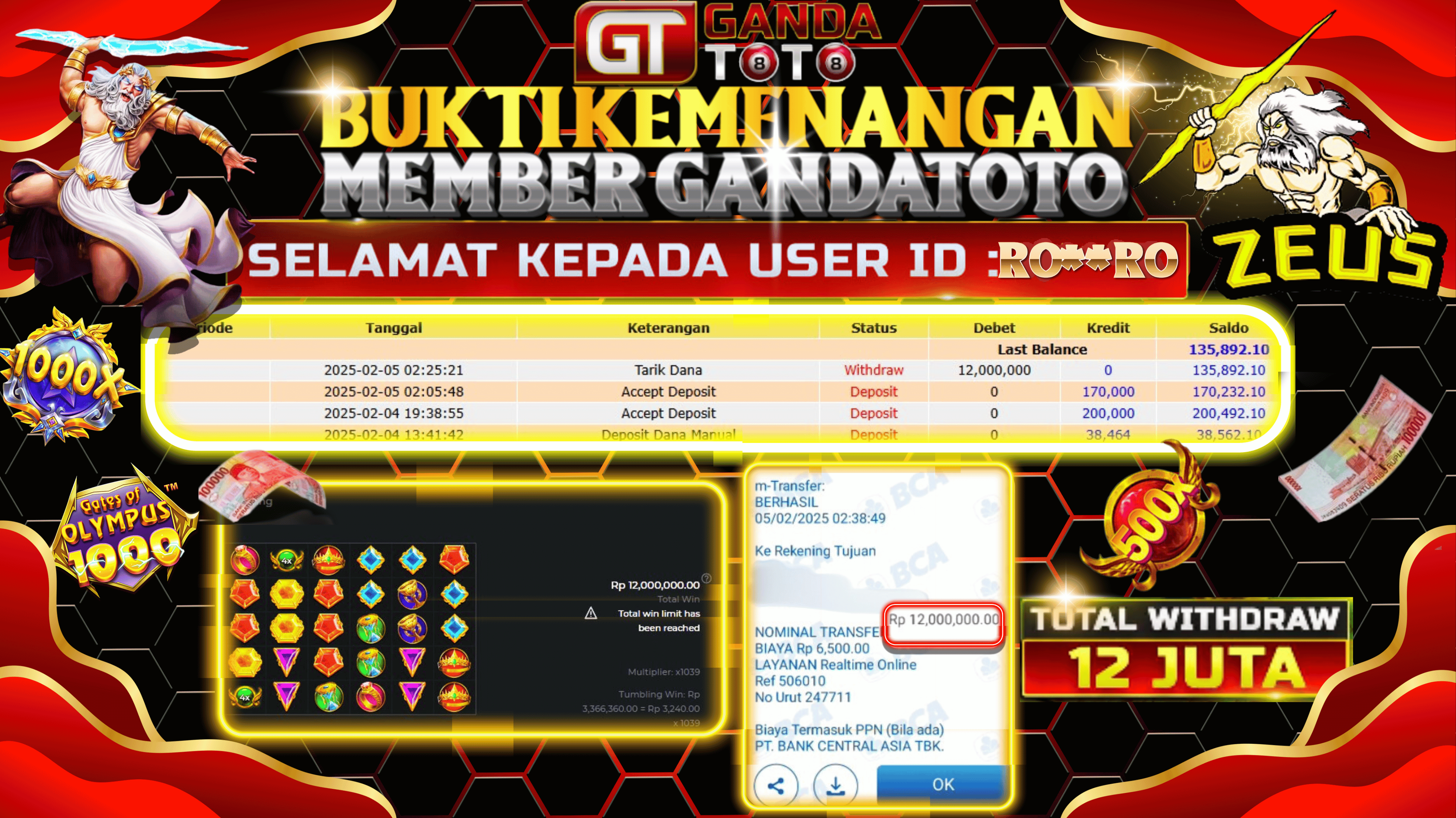 JACKPOT SLOT GATES OFF OLYMPUS HINGGA 12 JUTA, 05 FEBRUARI 2025