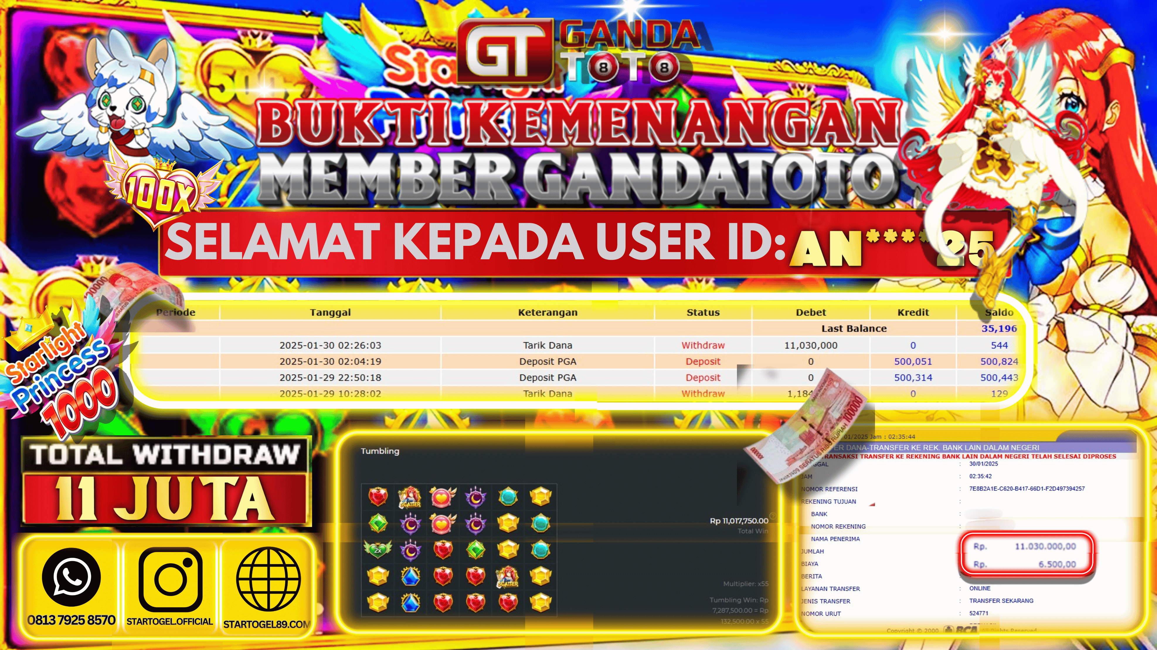 JACKPOT SLOT STARLIGHT PRINCES HINGGA 11 JUTA, 30 JANUARY 2025