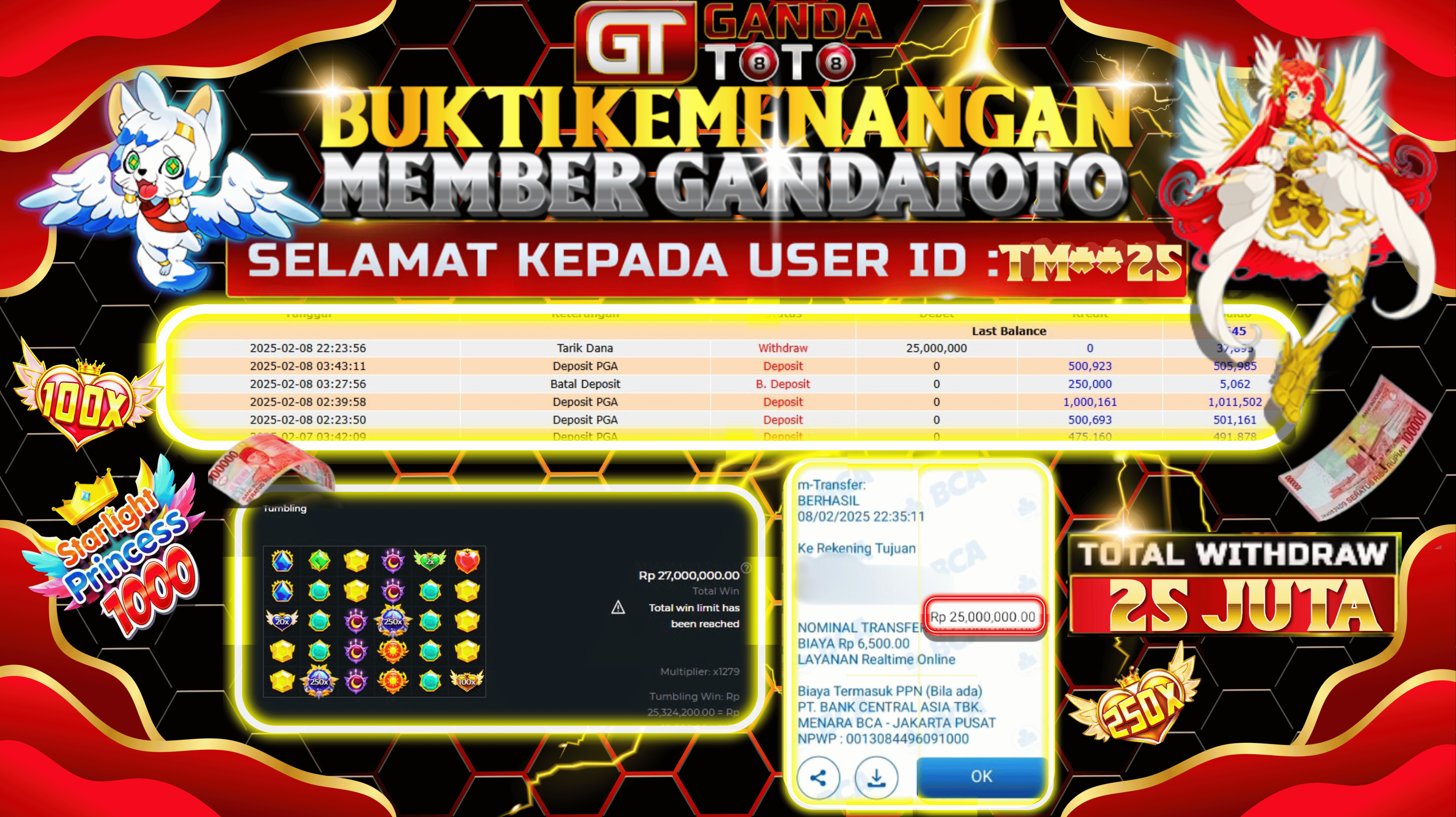 JACKPOT SLOT STARLIGHT PRINCES HINGGA 25 JUTA,  08 FEBRUARI 2025