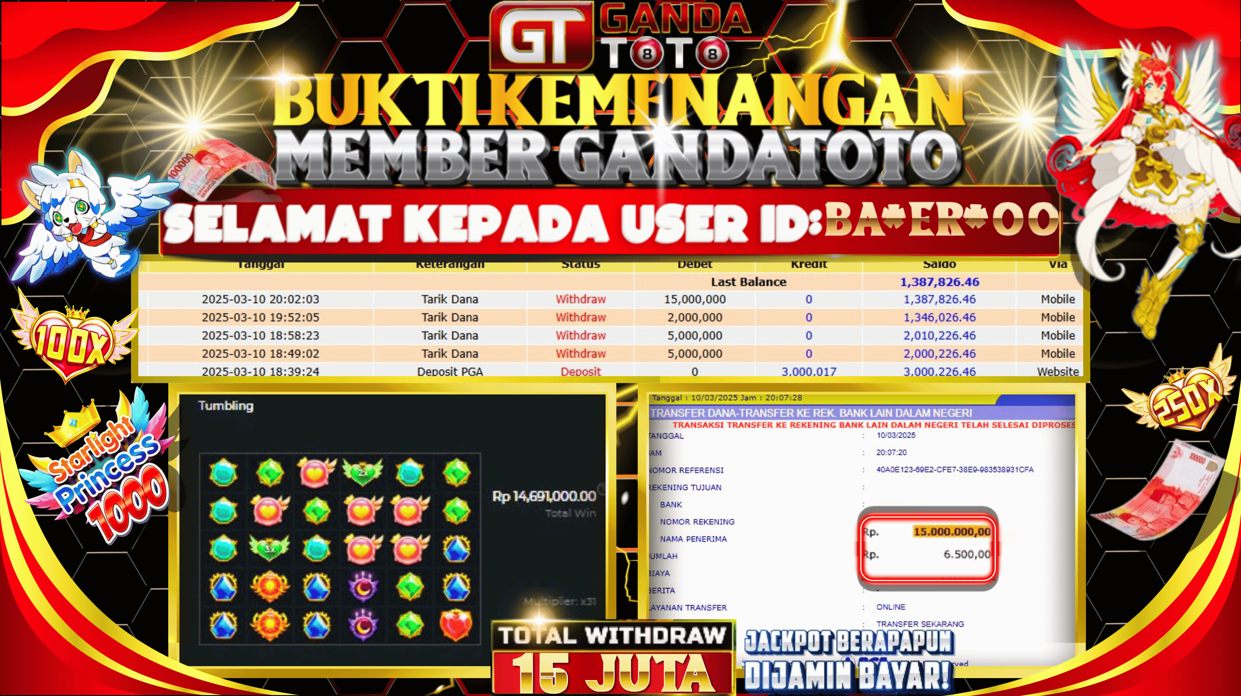 JACKPOT SLOT STARLIGHT PRINCES HINGGA 15 JUTA, 10 MARET 2025