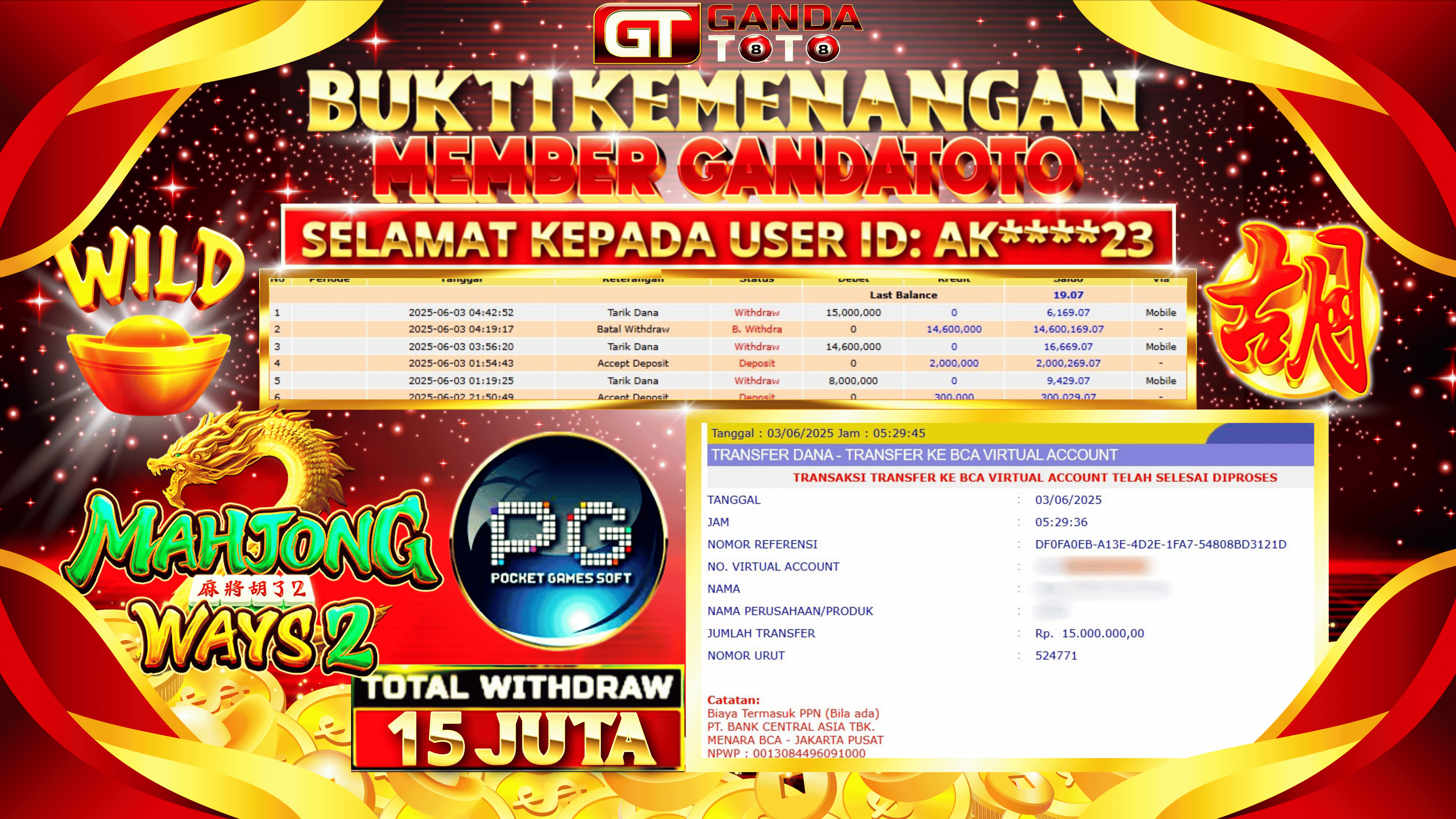 JACKPOT SLOT MAHJONG WAYS2 HINGGA 29 JUTA, 03 JUNI 2025