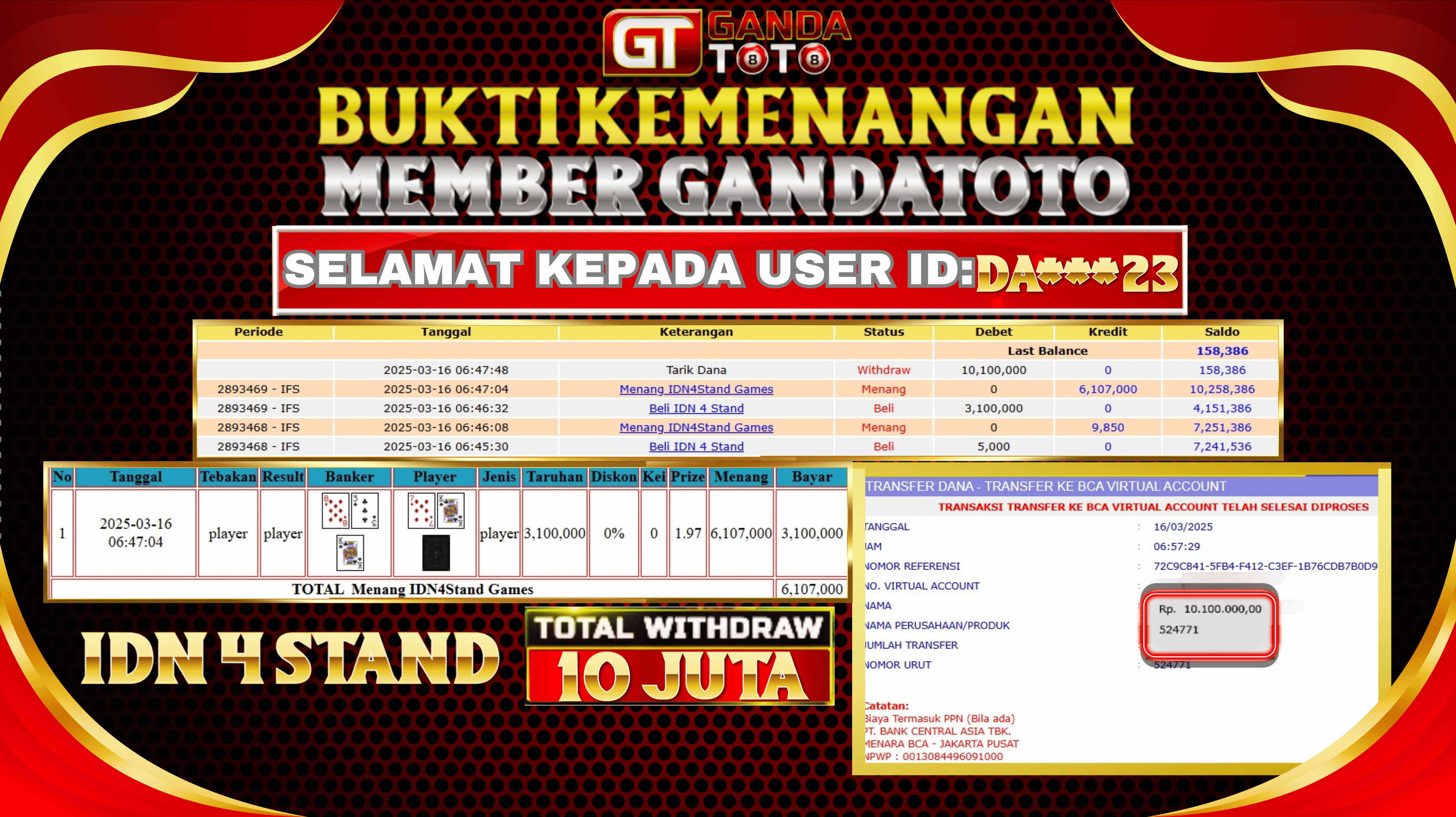 JACKPOT IDN 4 STAND HINGGA 10 JUTA, 16 MARET 2025