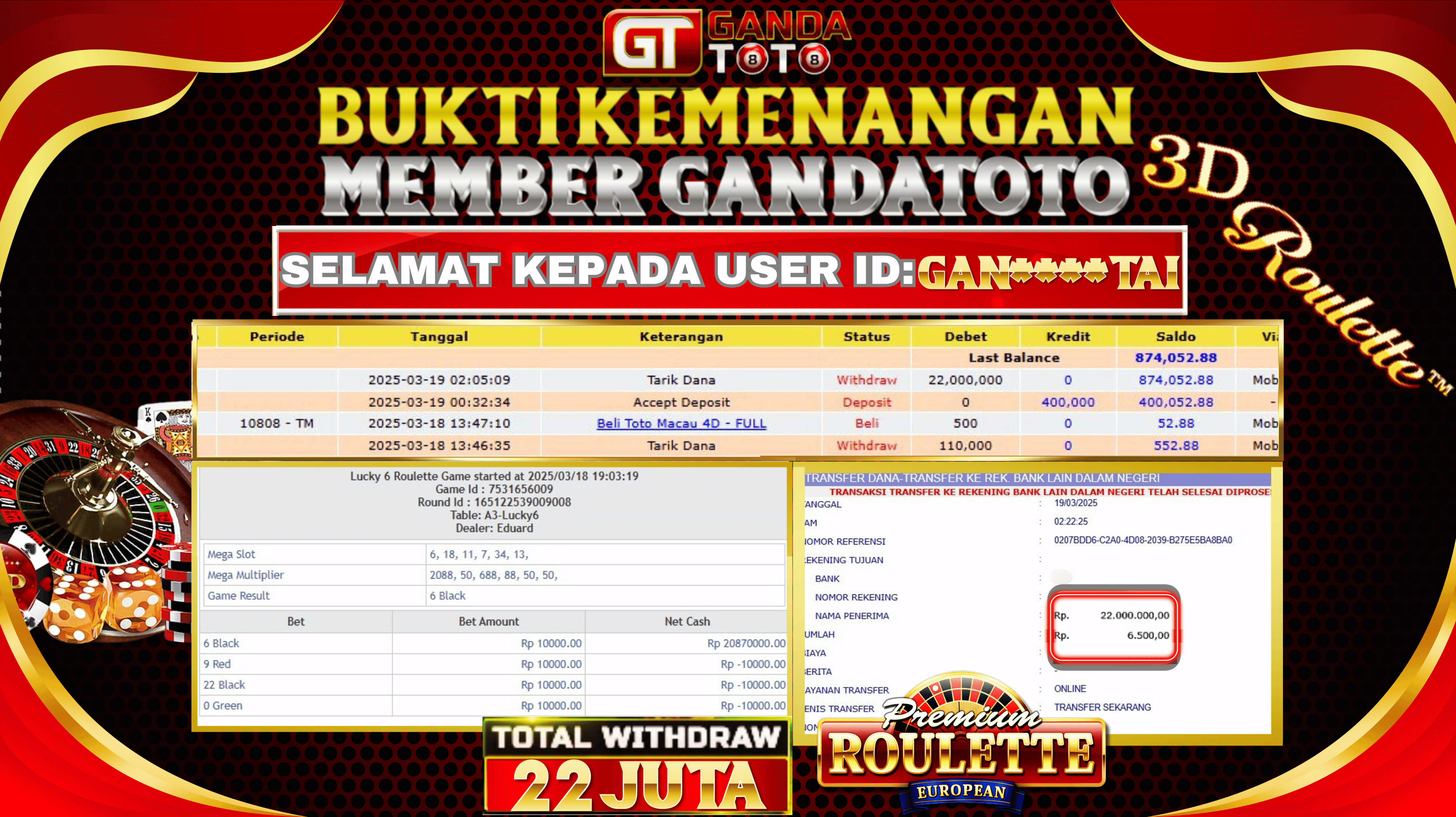 JACKPOT CASINO GAME ROULETTE HINGGA 22 JUTA, 19 MARET 2025