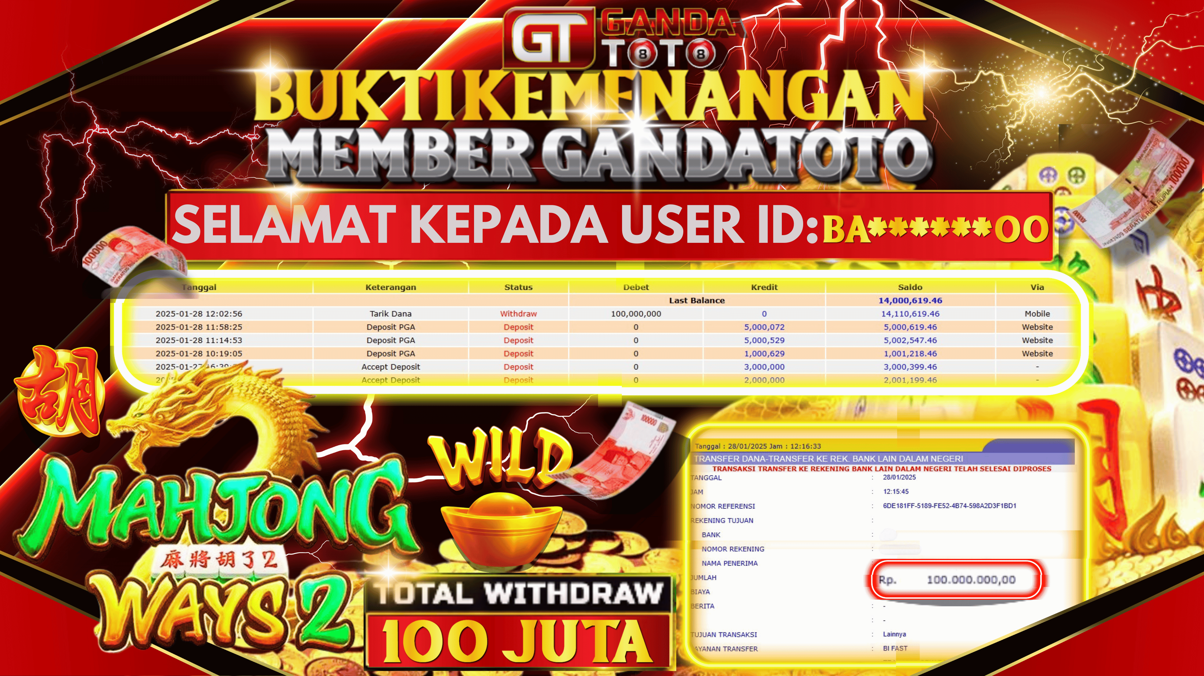 JACKPOT SLOT MAHJONG WAYS2 HINGGA 100 JUTA,  29 JANUARY 2025