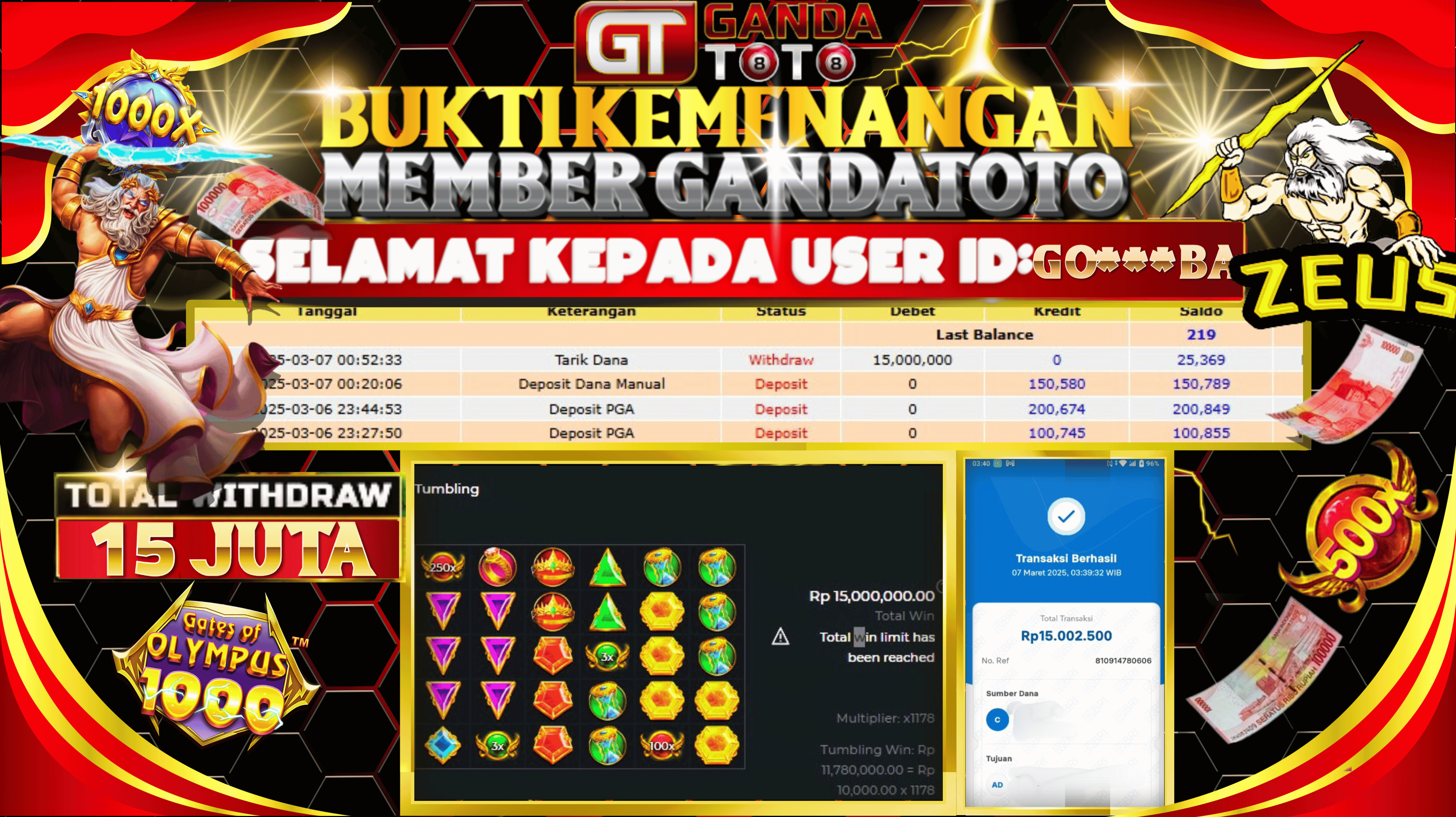 JACKPOT SLOT GATES OF OLYMPUS  HINGGA  15  JUTA, 07 MARET 2025