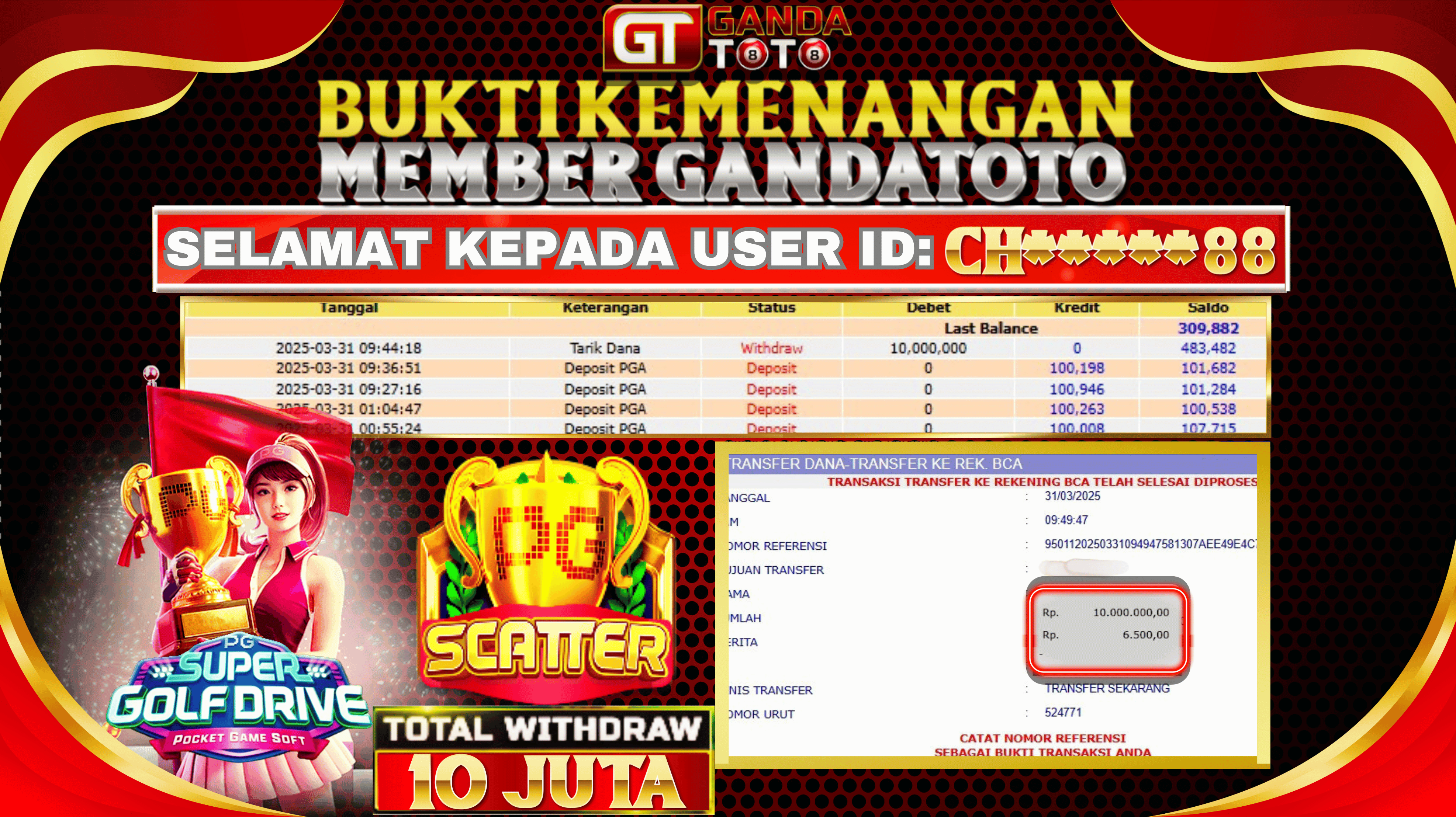 JACKPOT SLOT SUPER DOLF DRIVE HINGGA 10 JUTA, 31 MARET 2025