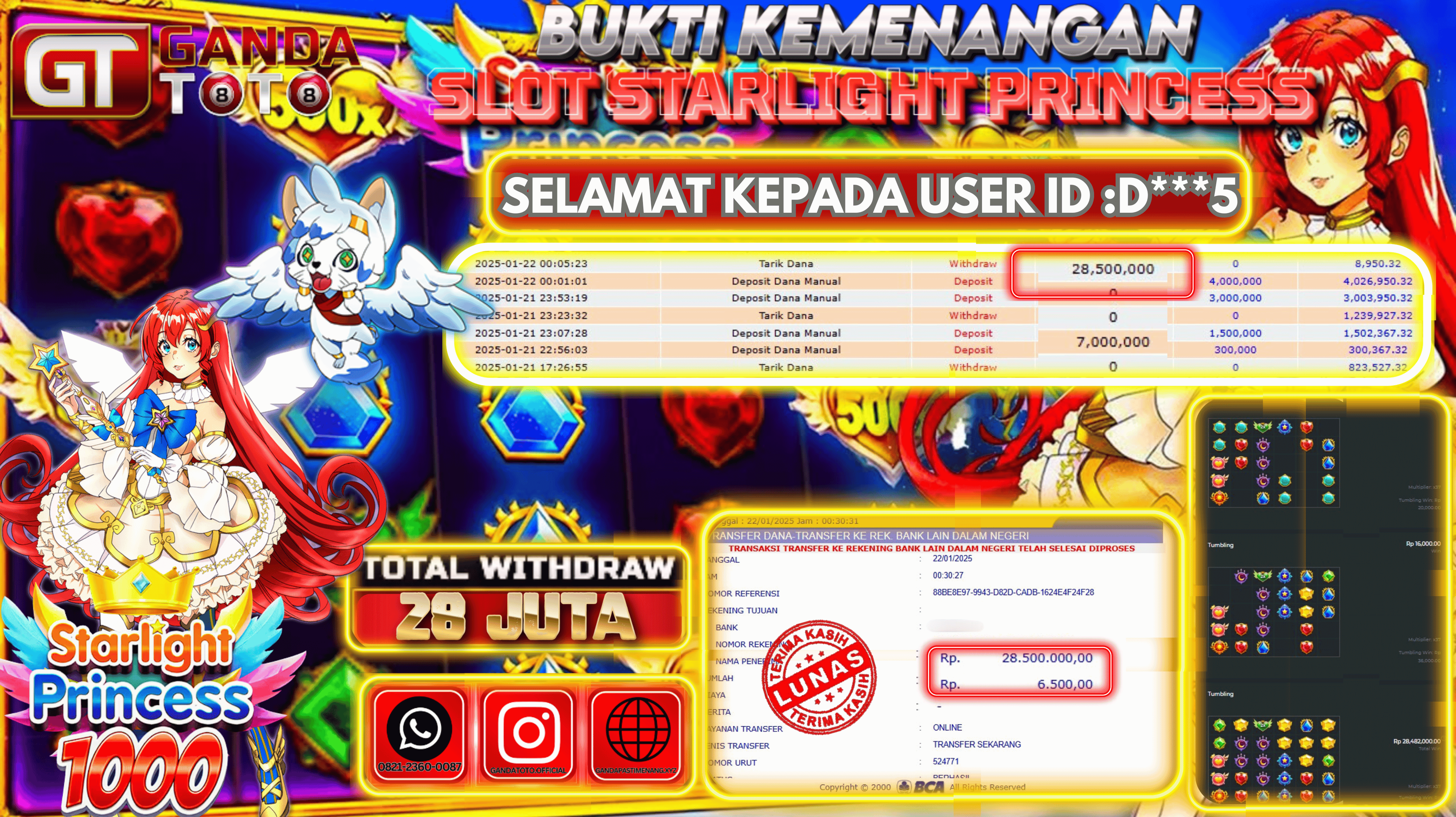JACKPOT SLOT STARLIGHT PRINCES HINGGA 28 JUTA, 22 JANUARY 2025