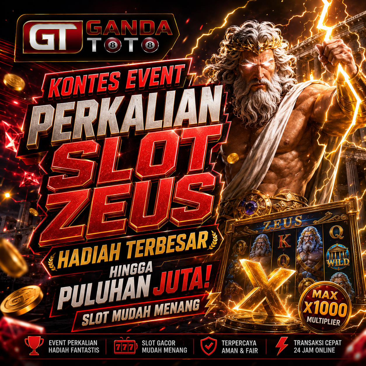 GANDATOTO : Kontes Event Perkalian Slot Zeus Hadiah Terbesar Hingga Puluhan Juta Slot Mudah Menang