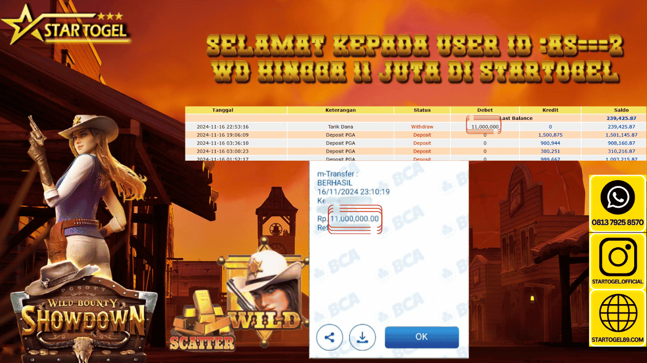 JACKPOT SLOT WILD BOUNTY SHOWDOWN HINGGA 11 JUTA, 17 NOVEMBER  2024