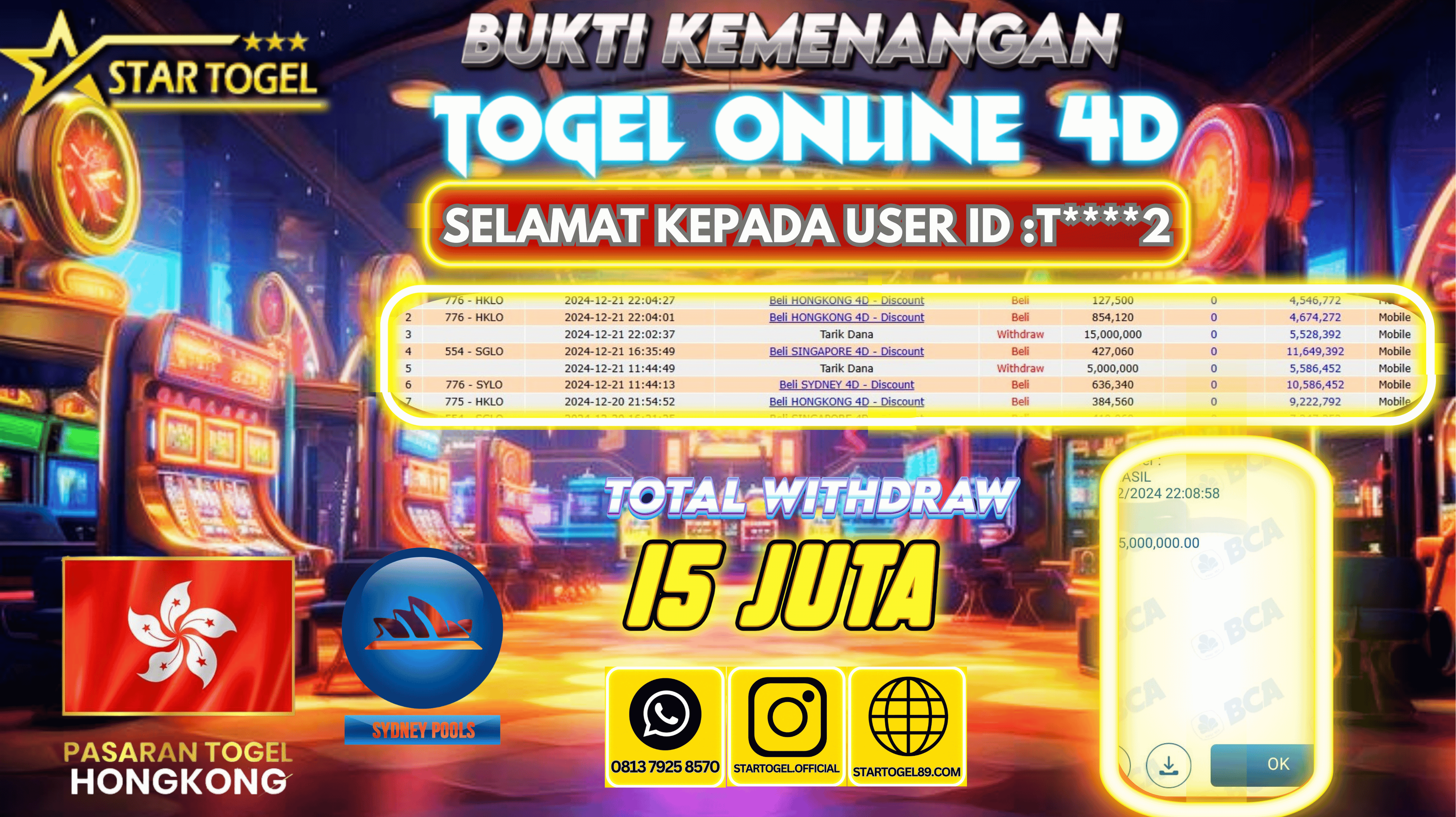 MENANG PASARAN COLOK BEBAS TOTO 4D HINGGA 16 JUTA, 25 FEBRUARI 2024