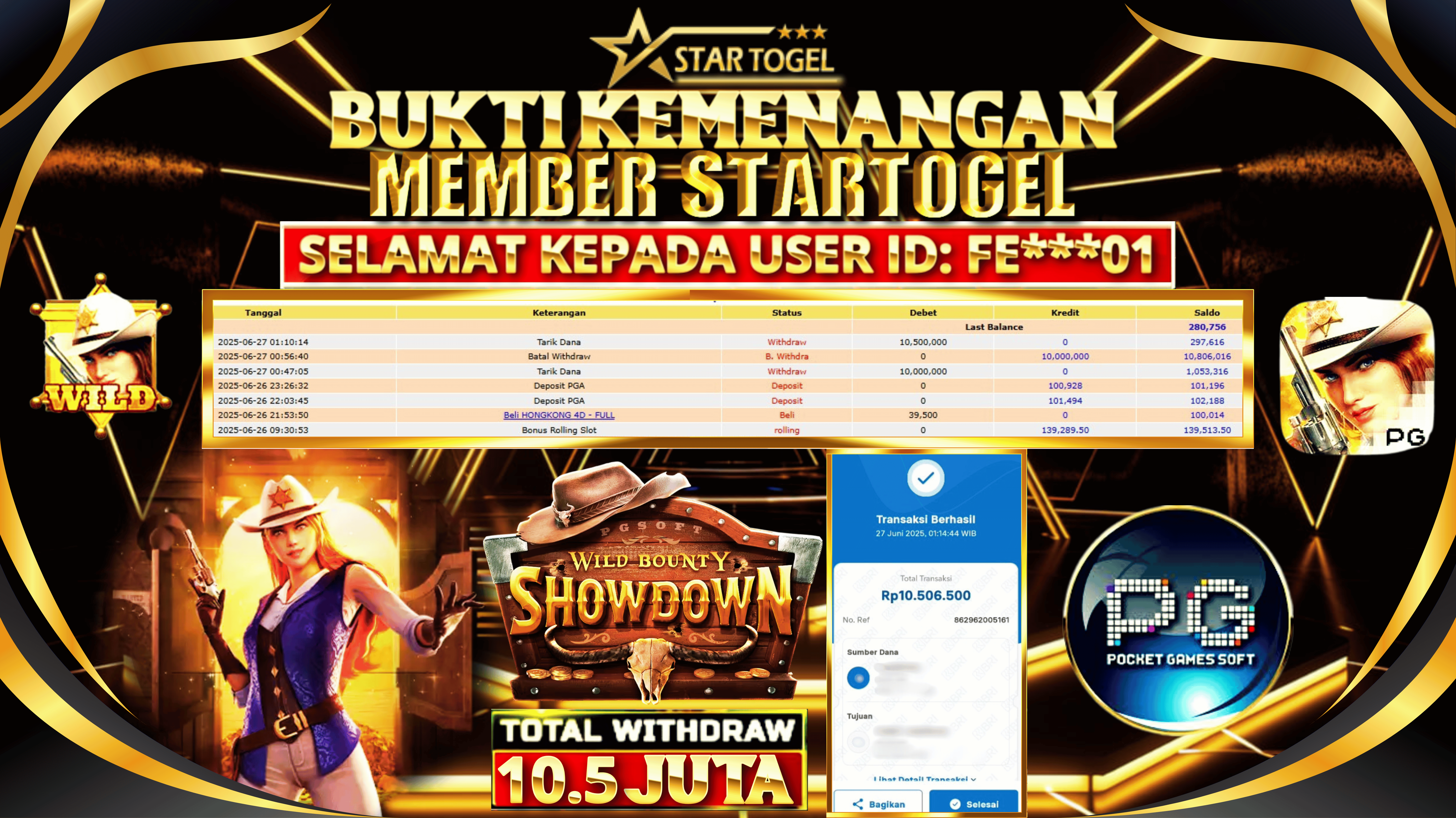 JACKPOT SLOT WILD BOUNTY SHOWDOWN HINGGA 10.5 JUTA, 27 JUNI 2025