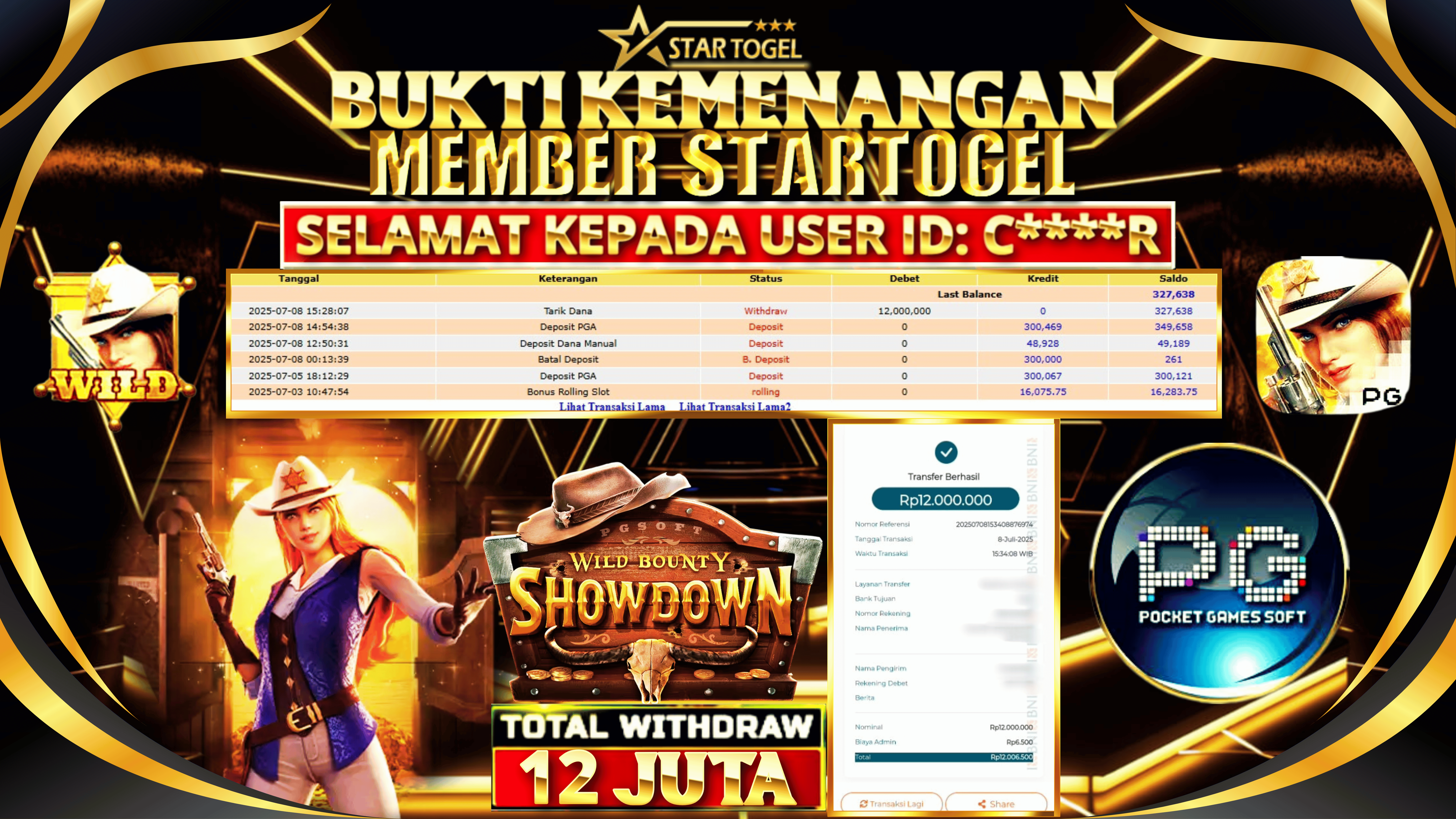 JACKPOT SLOT WILD BOUNTY SHOWDOWN HINGGA 12 JUTA, 8 JULI 2025