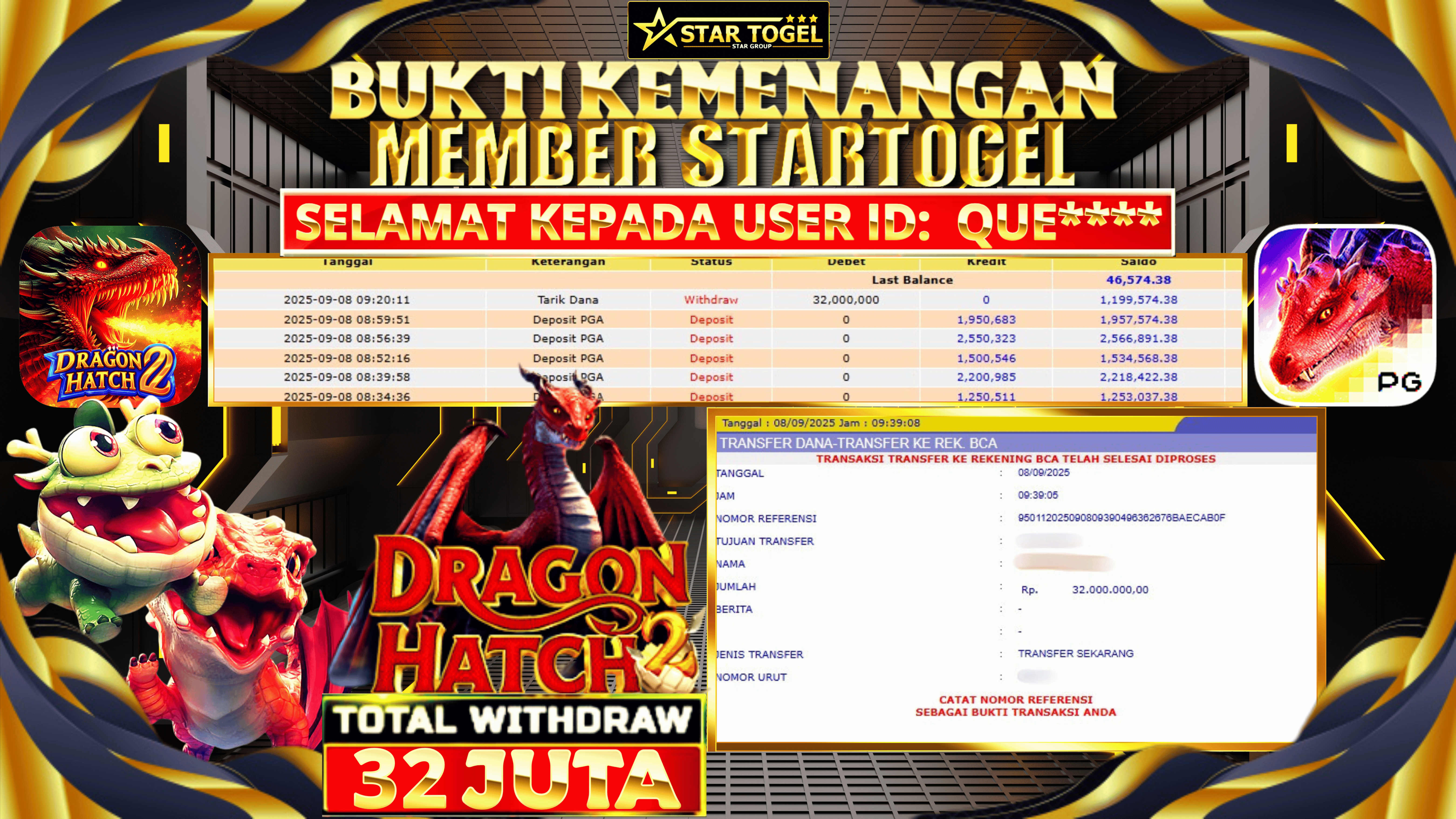 JACKPOT SLOT DRAGON HACTH HINGGA 32 JUTA, 08 SEPTEMBER 2025