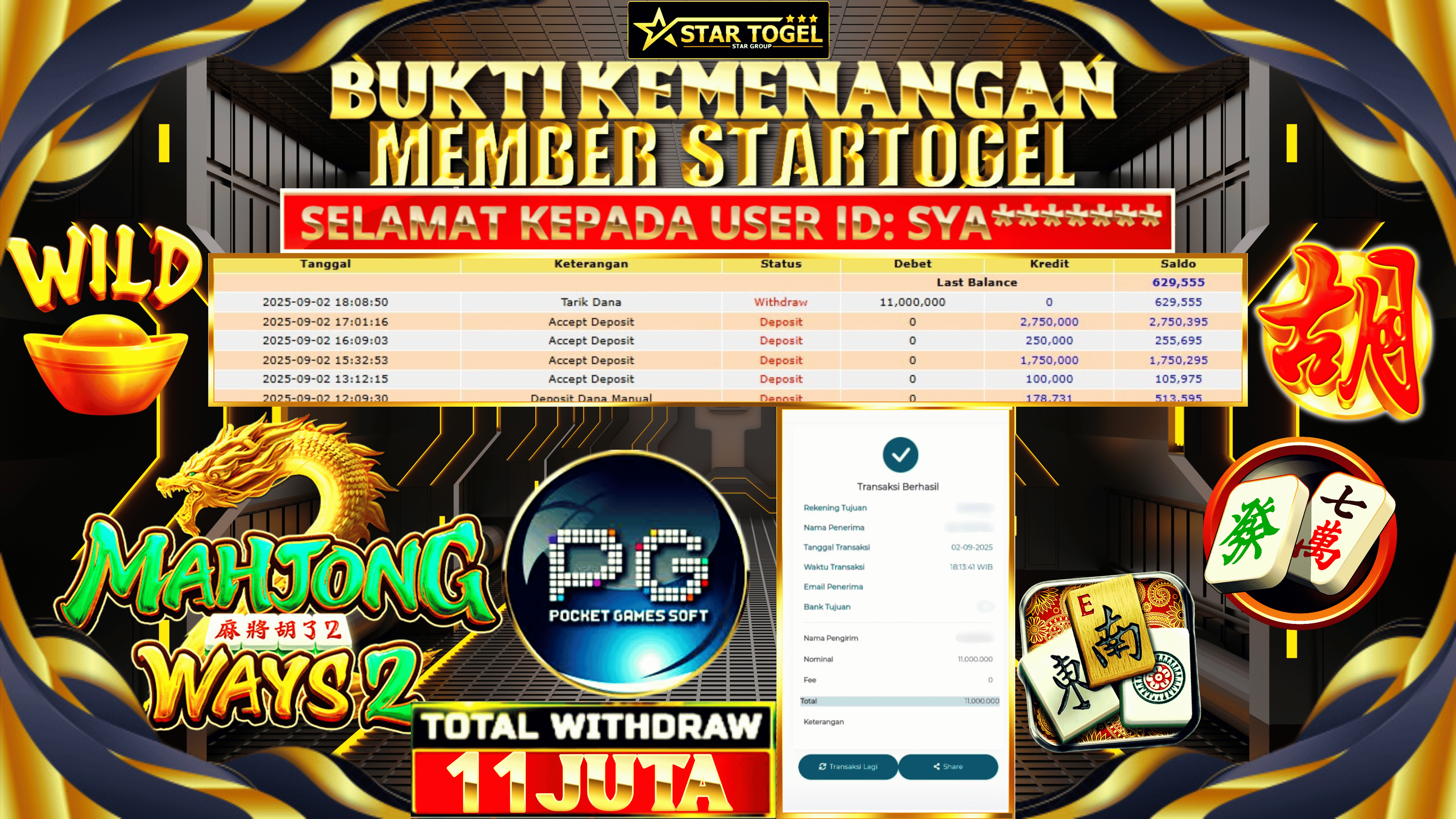 JACKPOT SLOT MAHJONG WAYS2 HINGGA 11 JUTA, 03 SEPTEMBER 2025