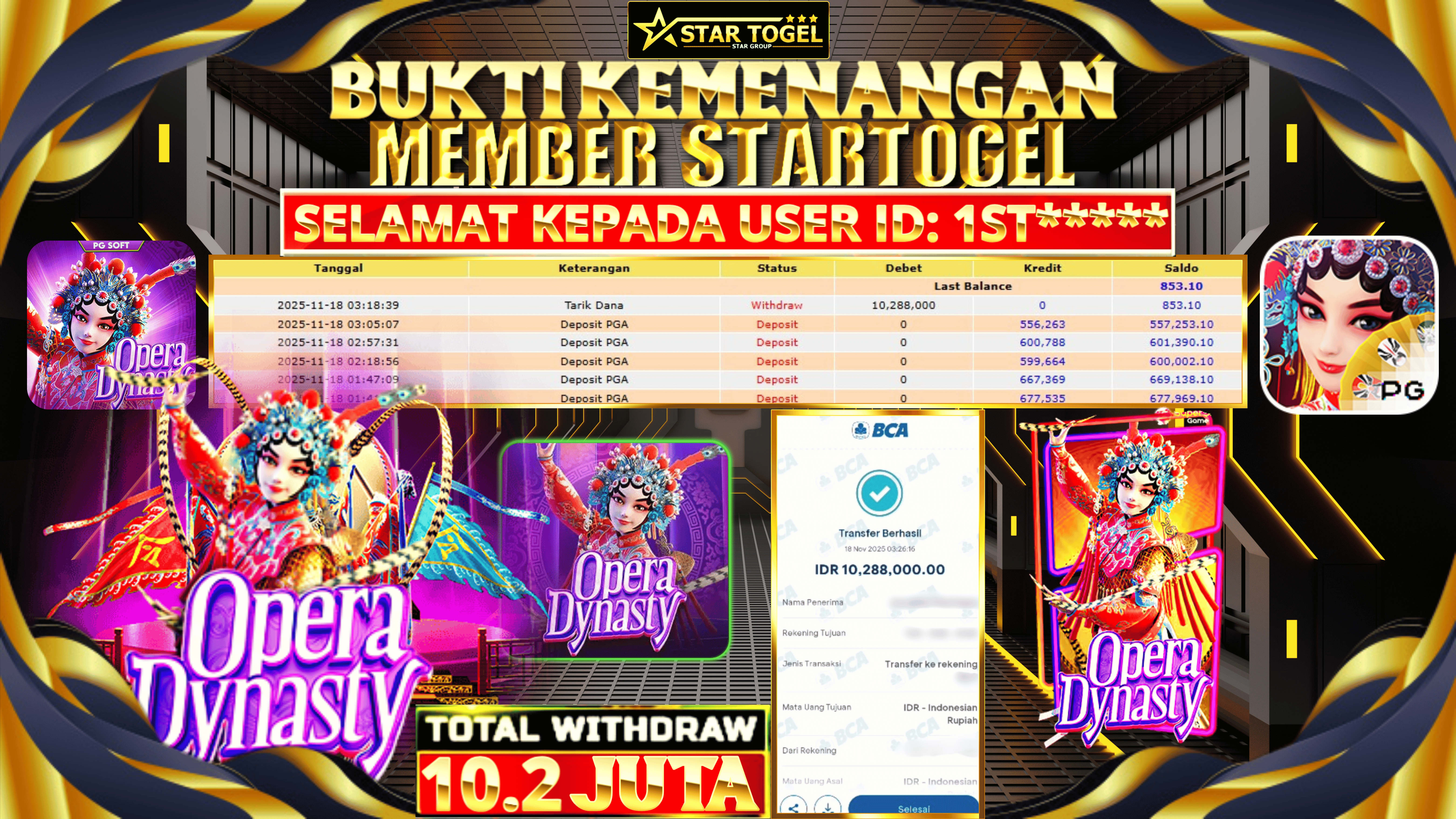 JACKPOT SLOT OPERA DYNASTY HINGGA 10.2 JUTA, 19 NOVEMBER 2025