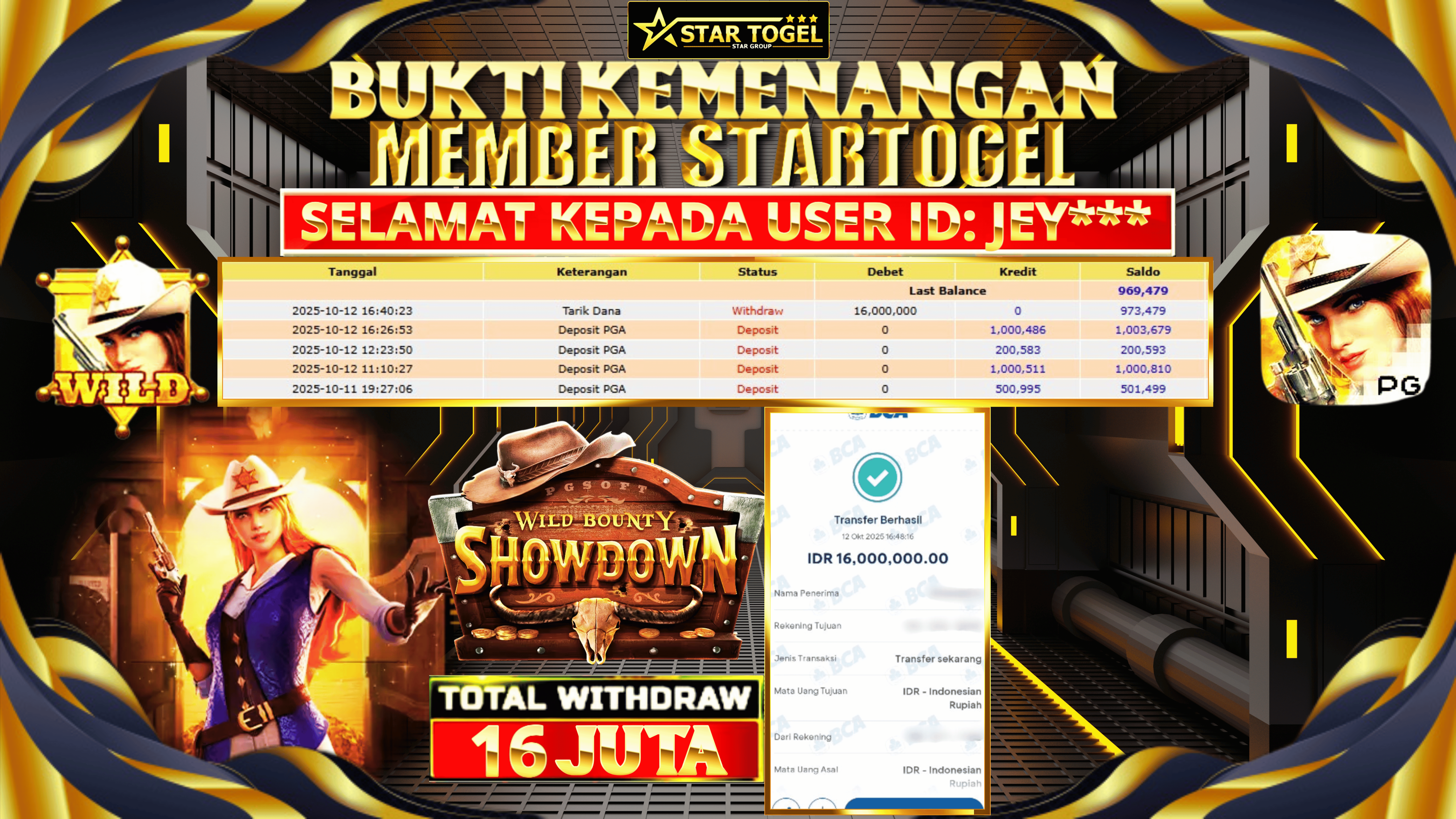 JACKPOT SLOT WILD BOUNTY SHOWDOWN HINGGA 16 JUTA, 13 OKTOBER 2025