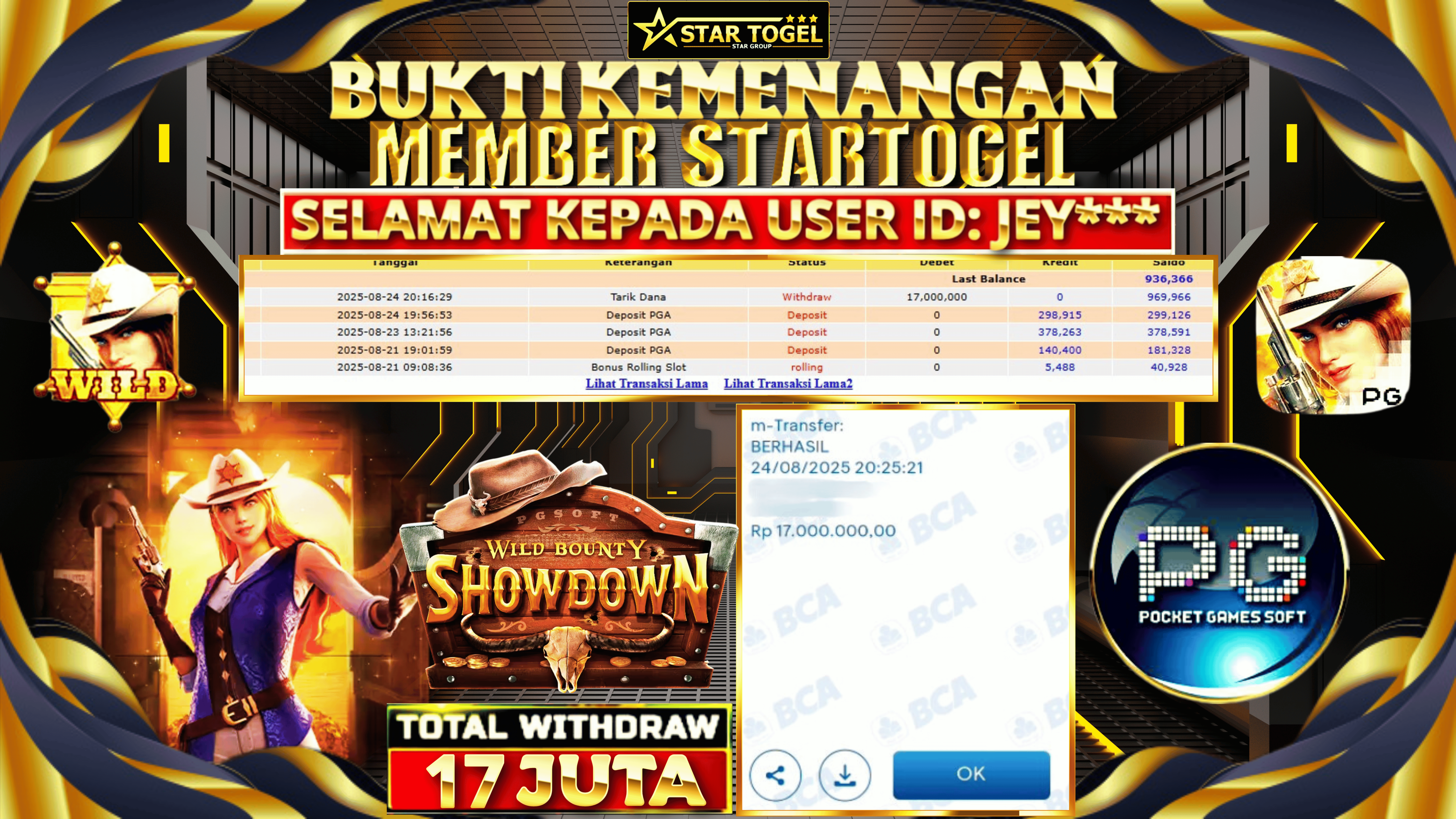 JACKPOT SLOT WILD BOUNTY SHOWDOUN HINGGA 17 JUTA 25 AGUSTUS 2025