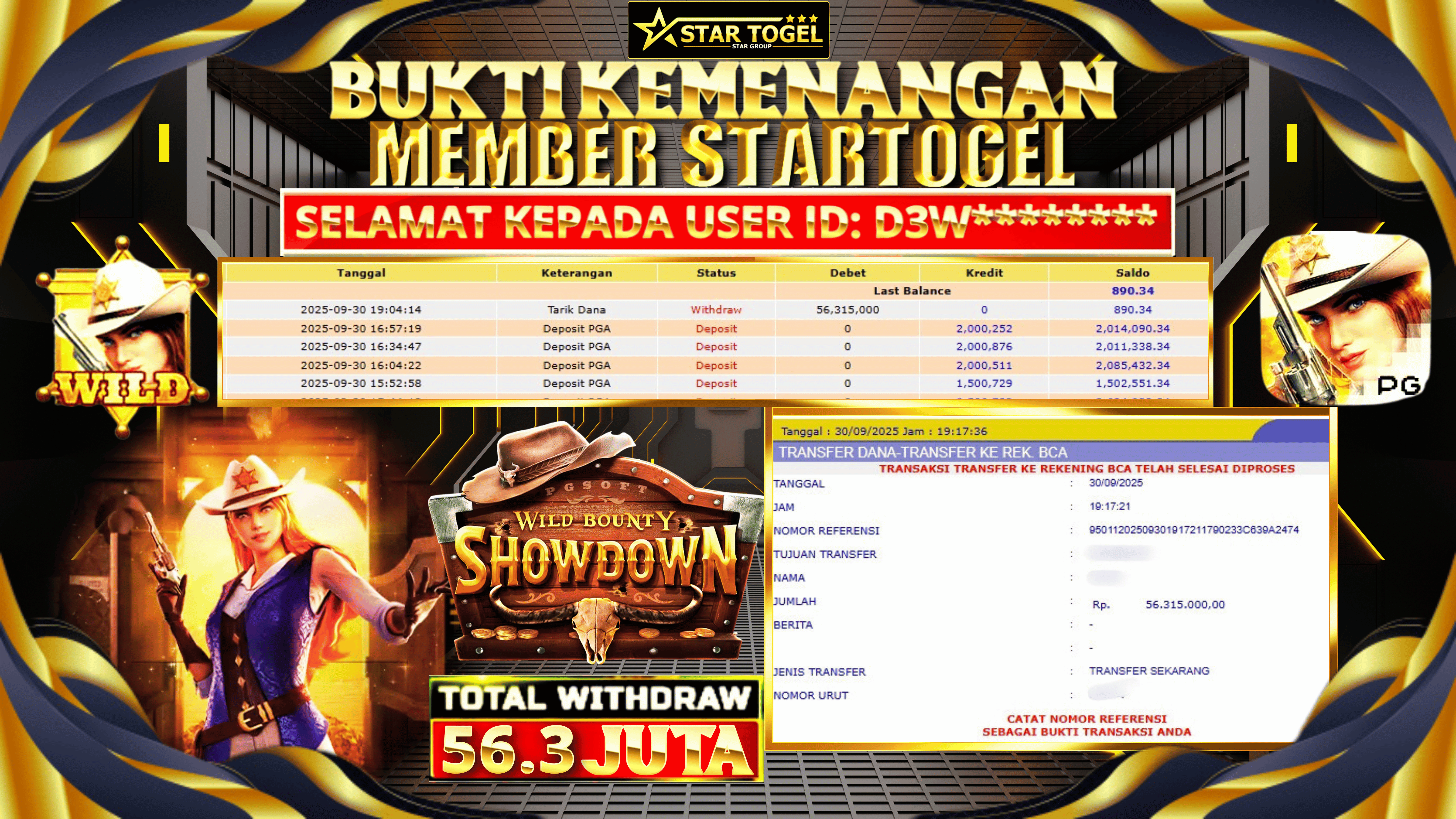 JACKPOT SLOT WILD BOUNTY SHOWDOUN HINGGA 56.3 JUTA. 30 SEPTEMBER 2025