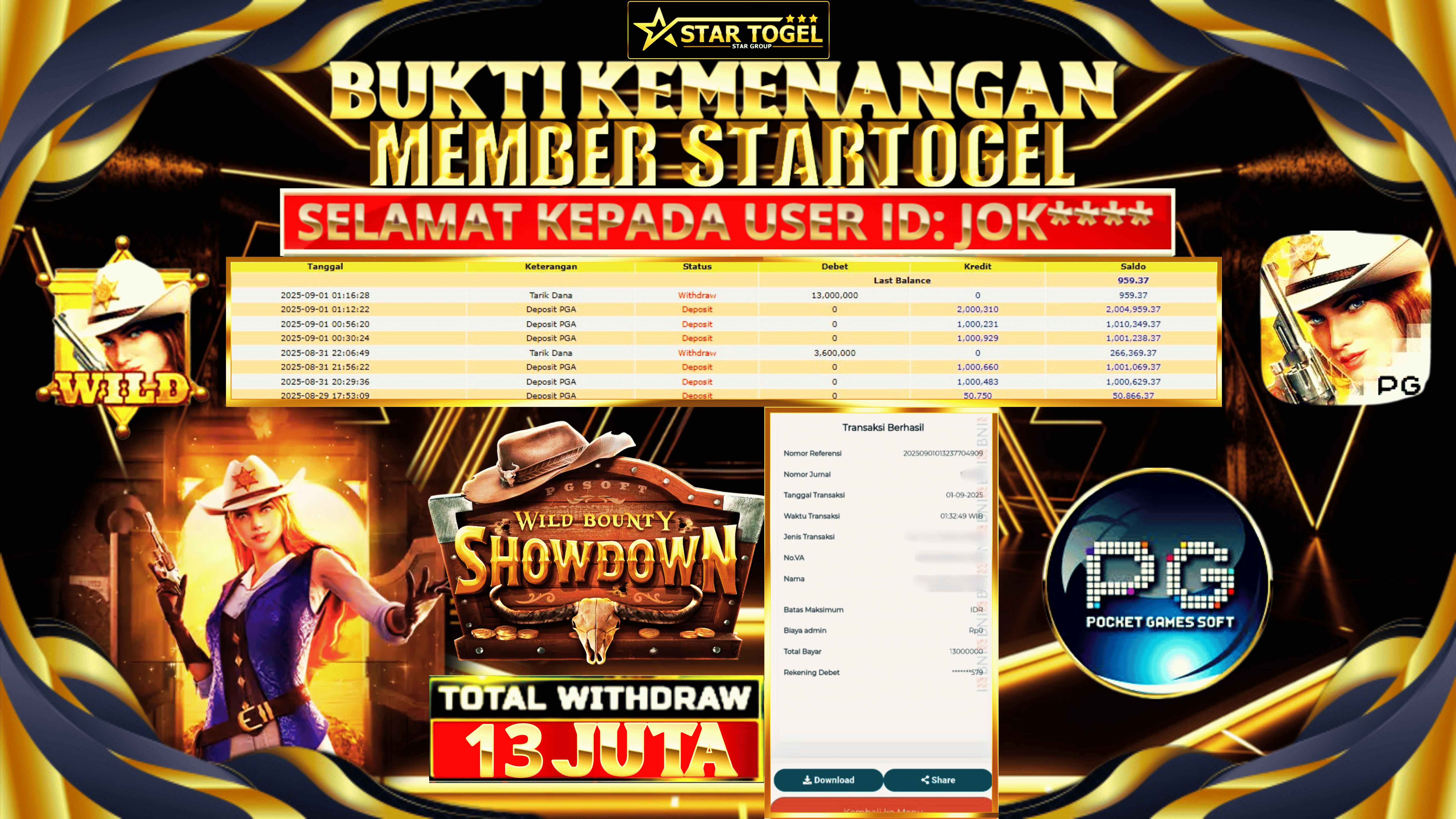 JACKPOT SLOT WILD BOUNTY SHOWDOUN HINGGA 13 JUTA 01 SEPTEMBER 2025
