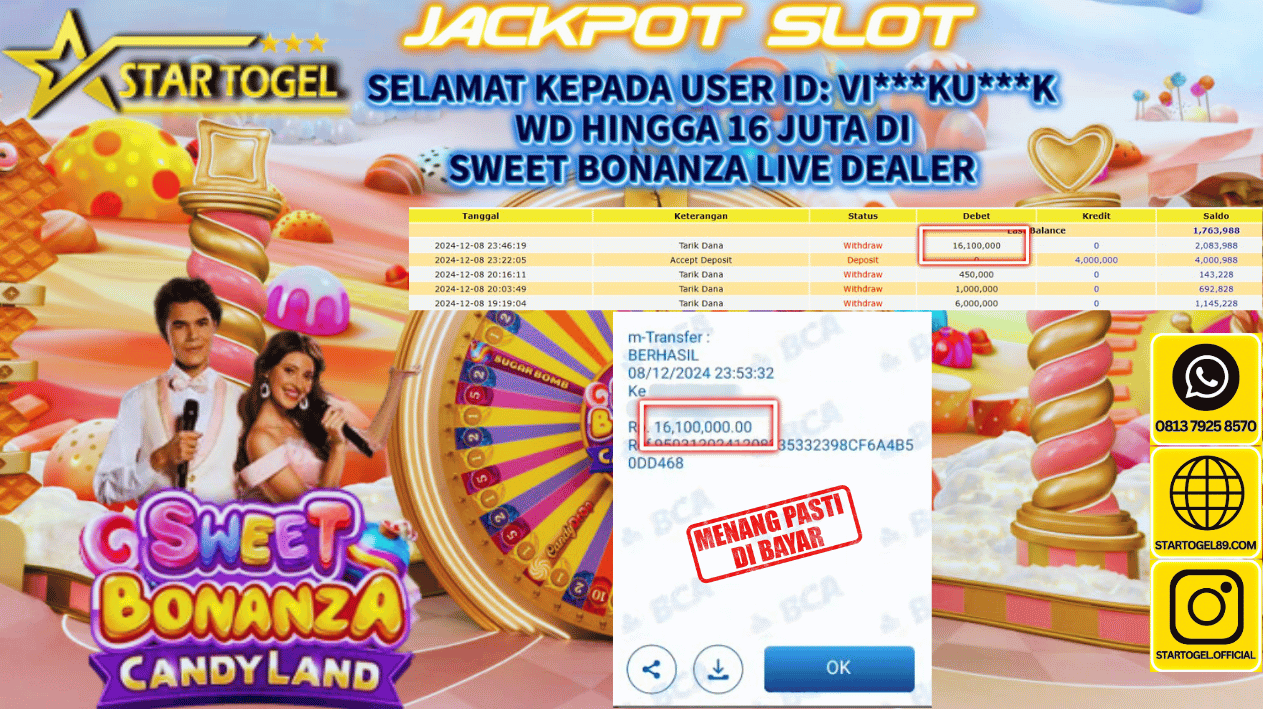 JACKPOT SWEET BONANZALIVE DEALER HINGGA 16 JUTA, 09DECEMBER 2024