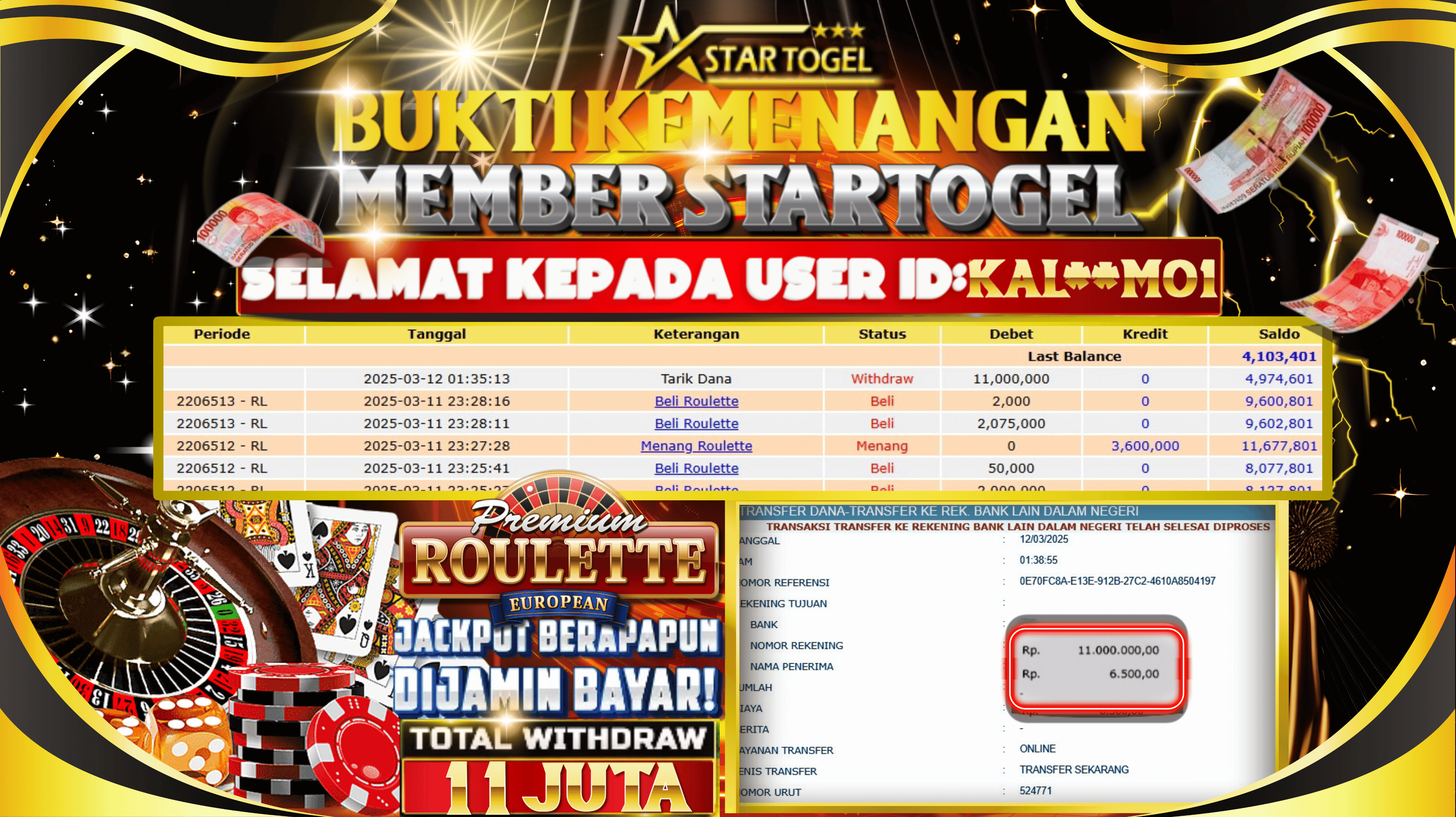 JACKPOT CASINO ROULETTE HINGGA 11 JUTA, 12 MARET 2025