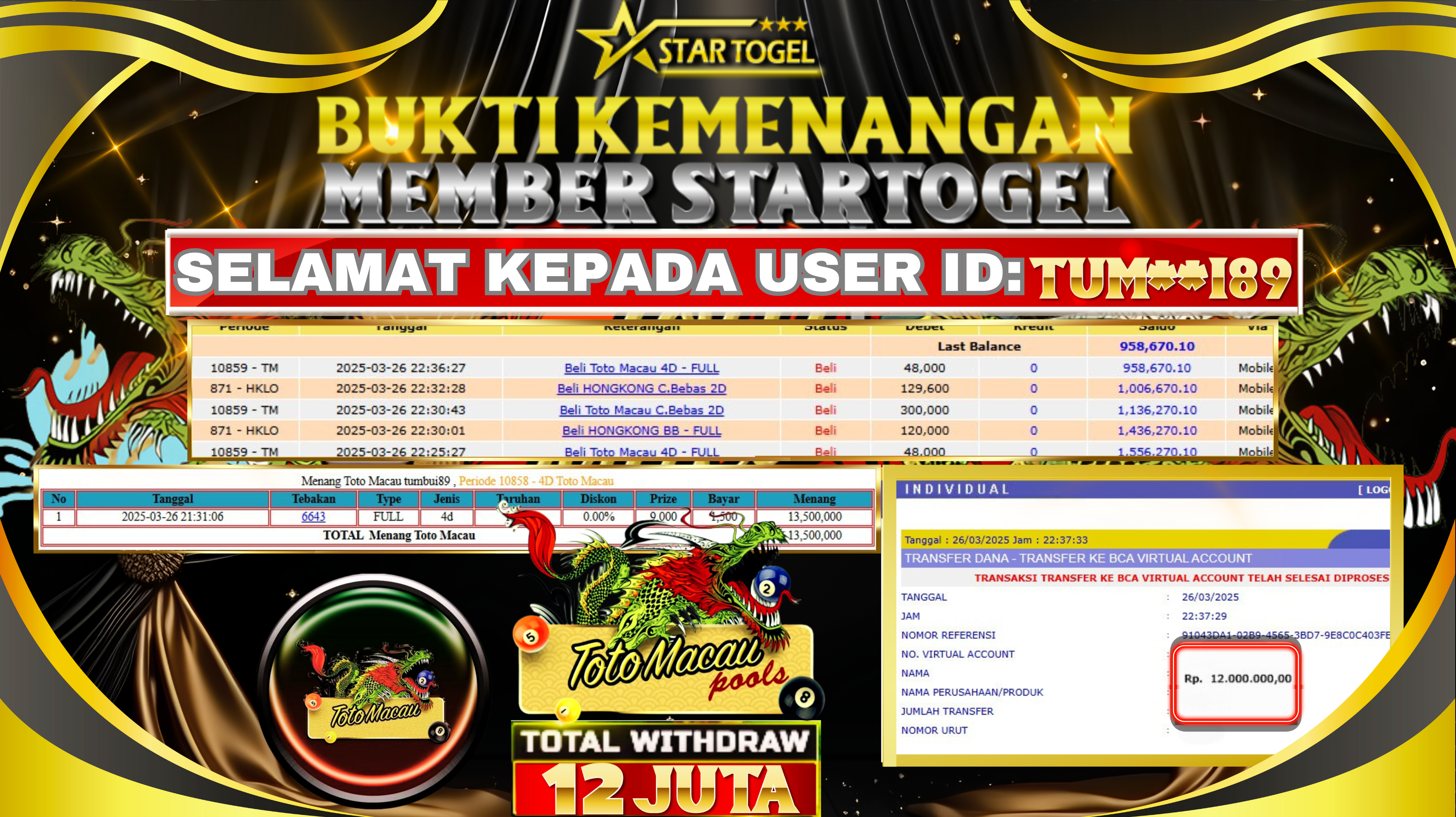 JACKPOT TOGEL TOTOMACAU HINGGA 12 JUTA, 27 MARET 2025