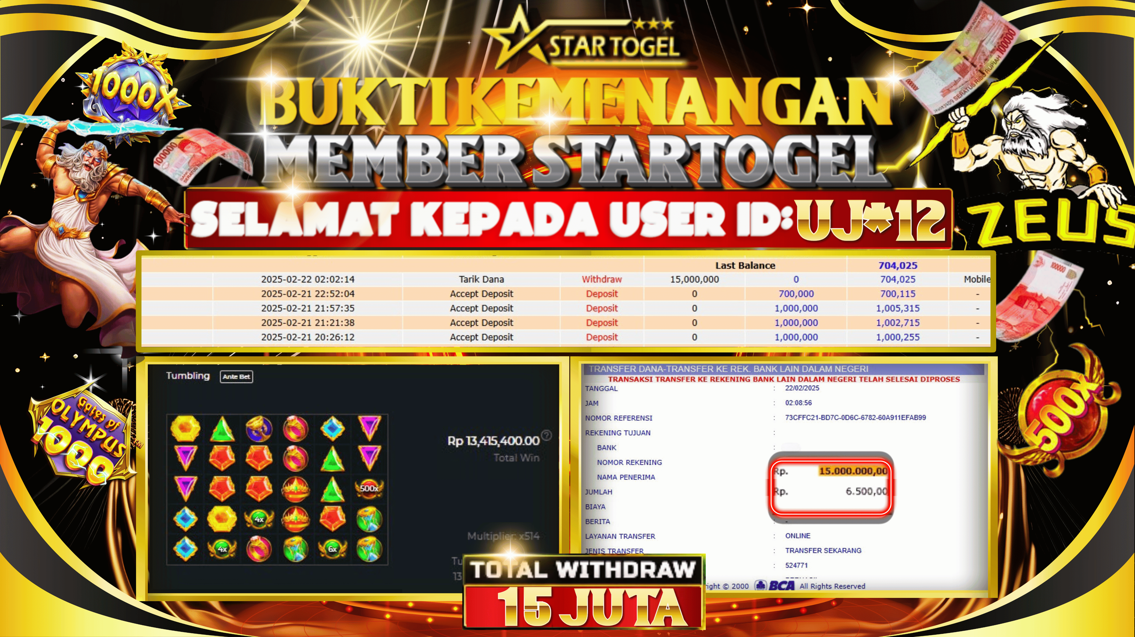 JACKPOT SLOT GATES OFF OLYMPUS 1000 HINGGA 15 JUTA, 28 FEBRUARI 2025