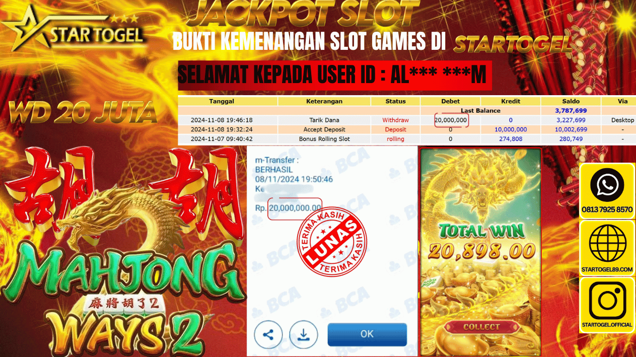 JACKPOT SLOT MAHJONG WAYS 2 HINGGA 20JUTA, 08 NOVEMBER  2024